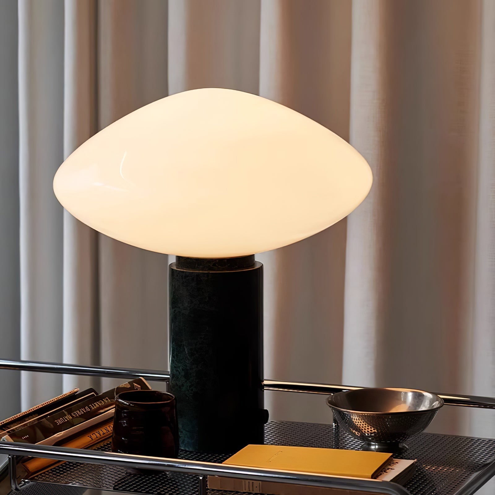 Mist Table Lamp with Glass Shade and Green Marble Base - Letslighting