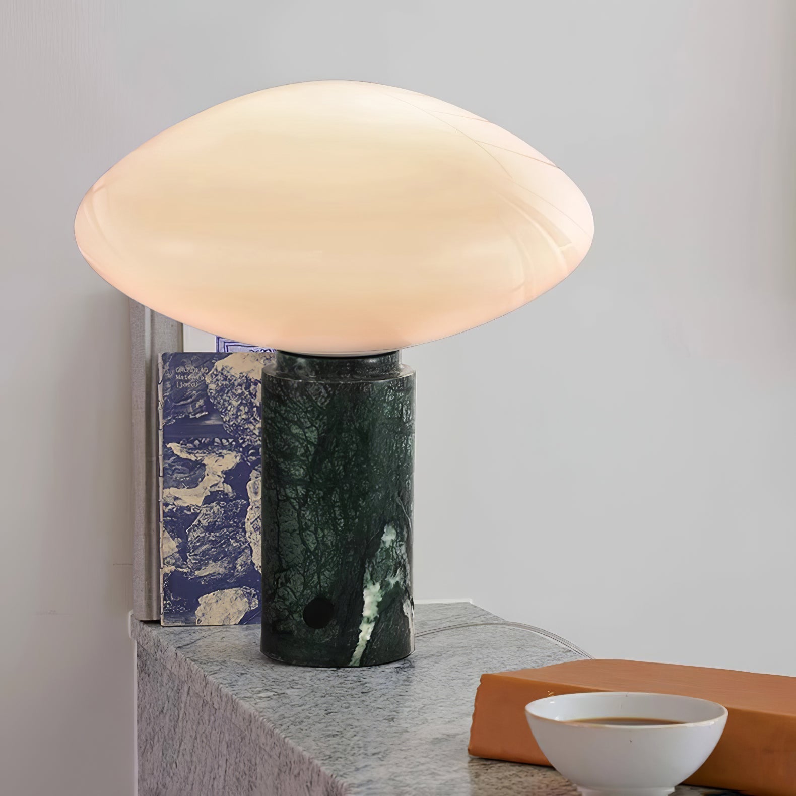 Mist Table Lamp with Glass Shade and Green Marble Base - Letslighting