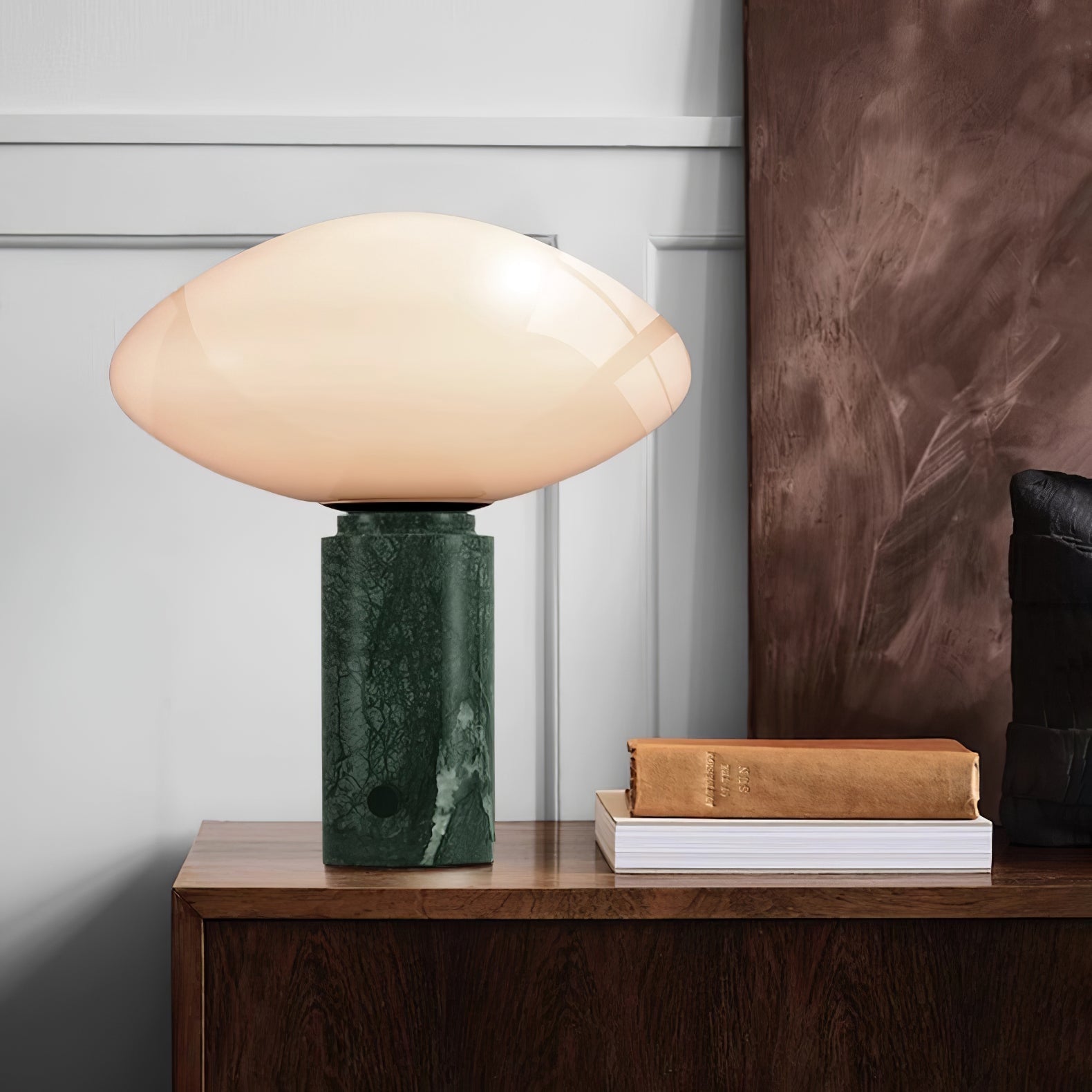 Mist Table Lamp with Glass Shade and Green Marble Base - Letslighting