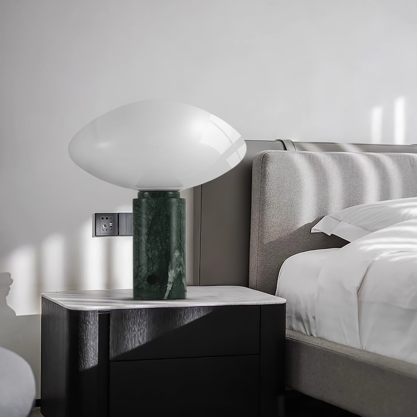 Mist Table Lamp with Glass Shade and Green Marble Base - Letslighting