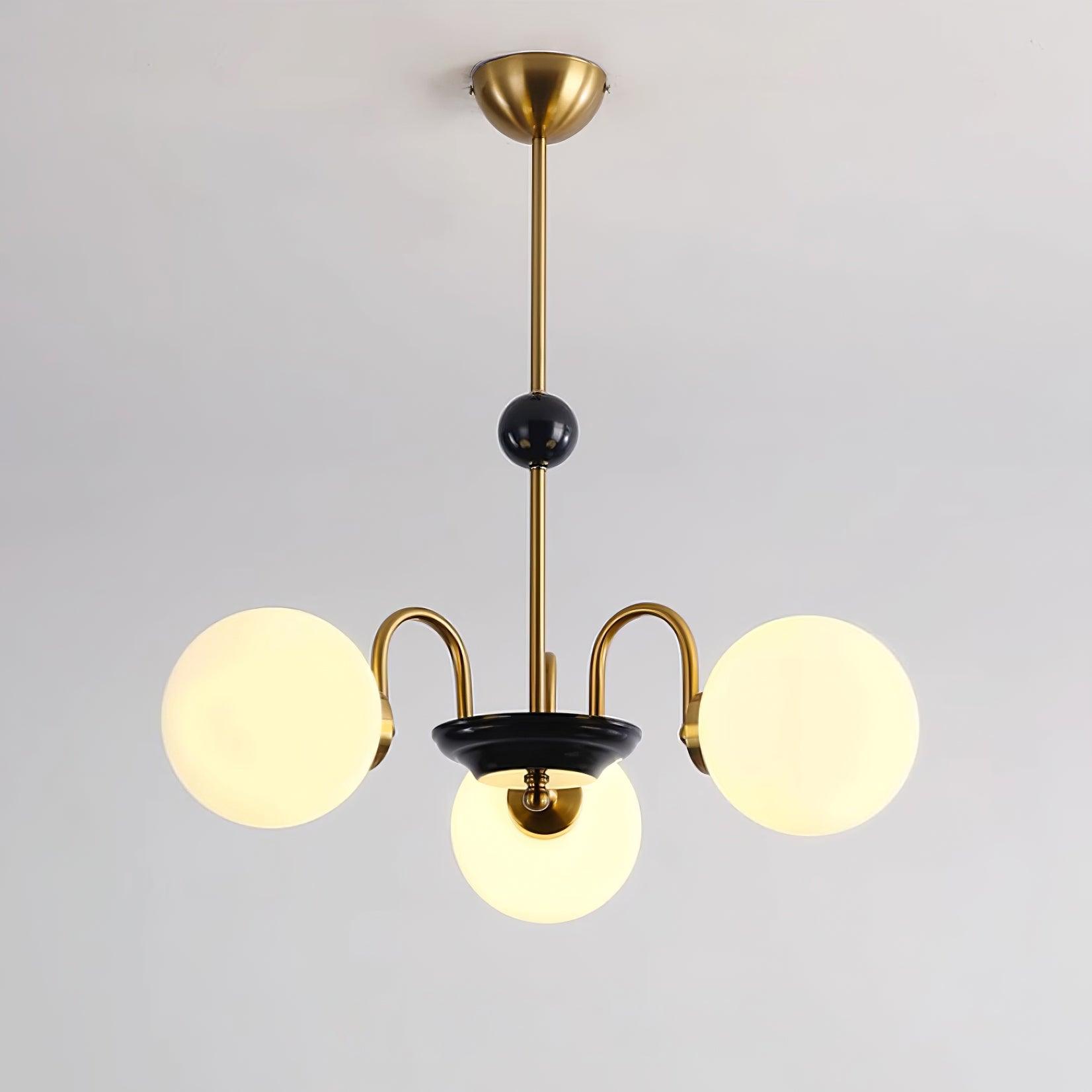 Chandelier Curved Arms Globe Shades Modern Retro Style Dining - Letslighting