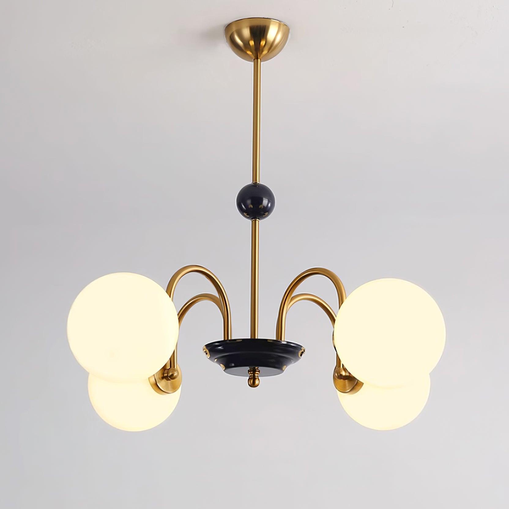 Chandelier Curved Arms Globe Shades Modern Retro Style Dining - Letslighting