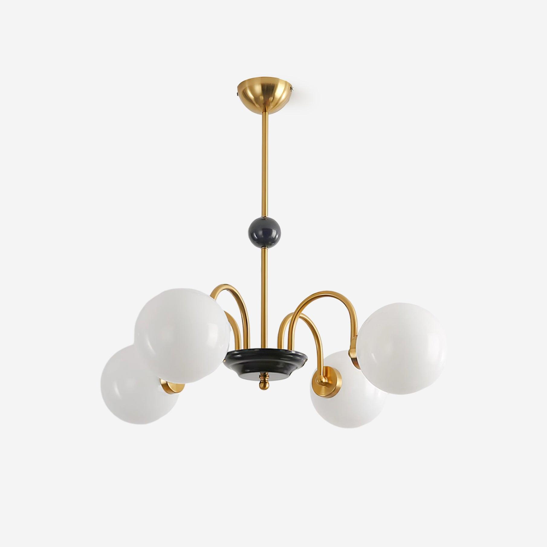 Chandelier Curved Arms Globe Shades Modern Retro Style Dining - Letslighting