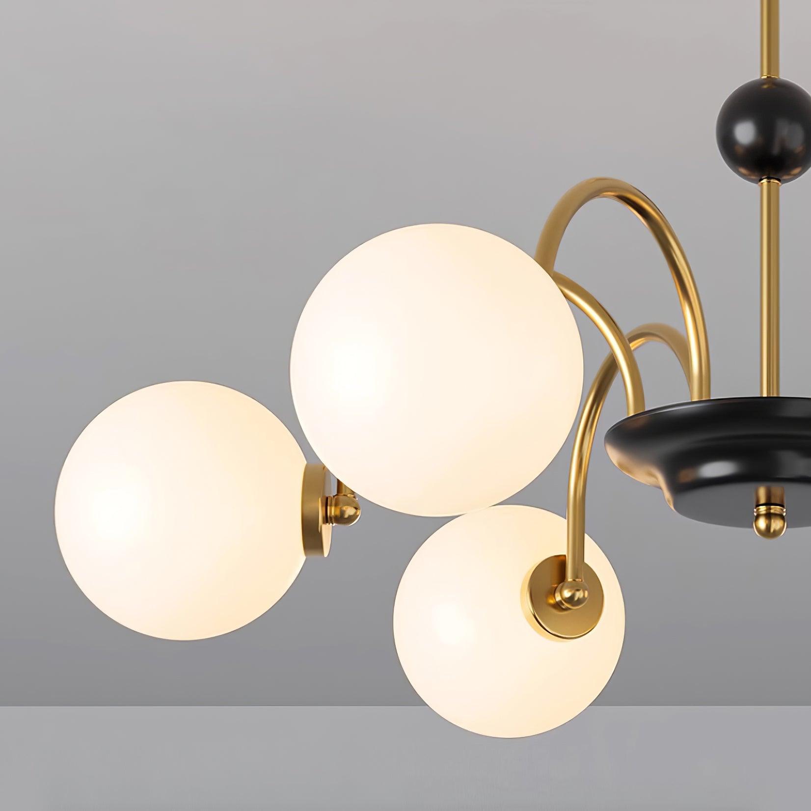 Chandelier Curved Arms Globe Shades Modern Retro Style Dining - Letslighting