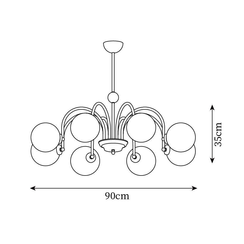 Chandelier Curved Arms Globe Shades Modern Retro Style Dining - Letslighting