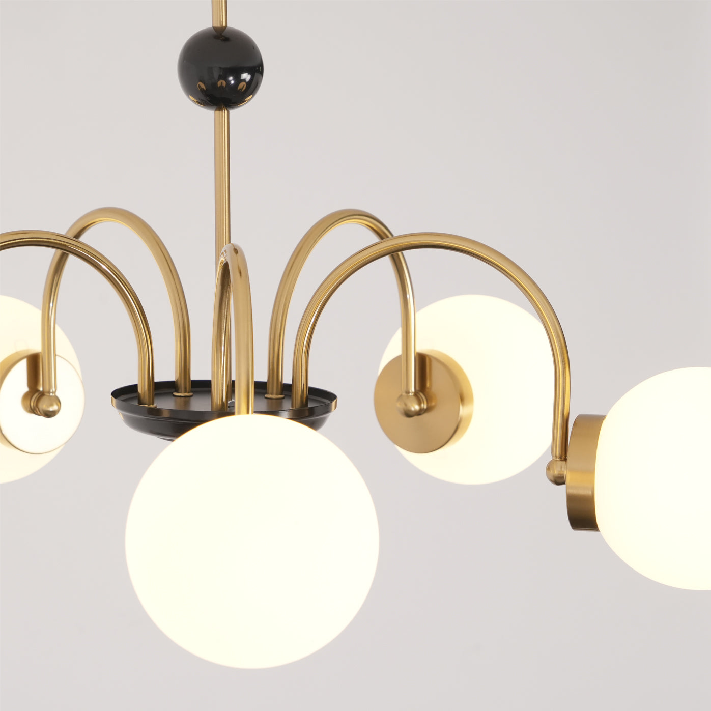 Chandelier Curved Arms Globe Shades Modern Retro Style Dining - Letslighting