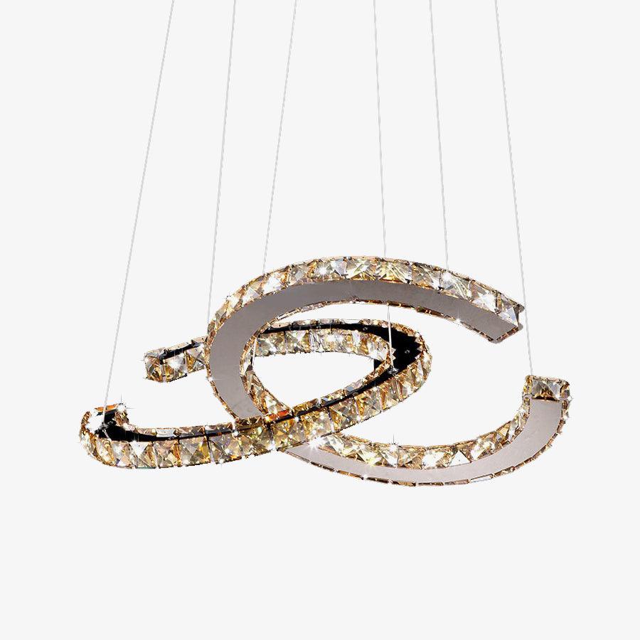 Lustra Chandelier Crystal Double C Modern Silver 2-Ring - Letslighting