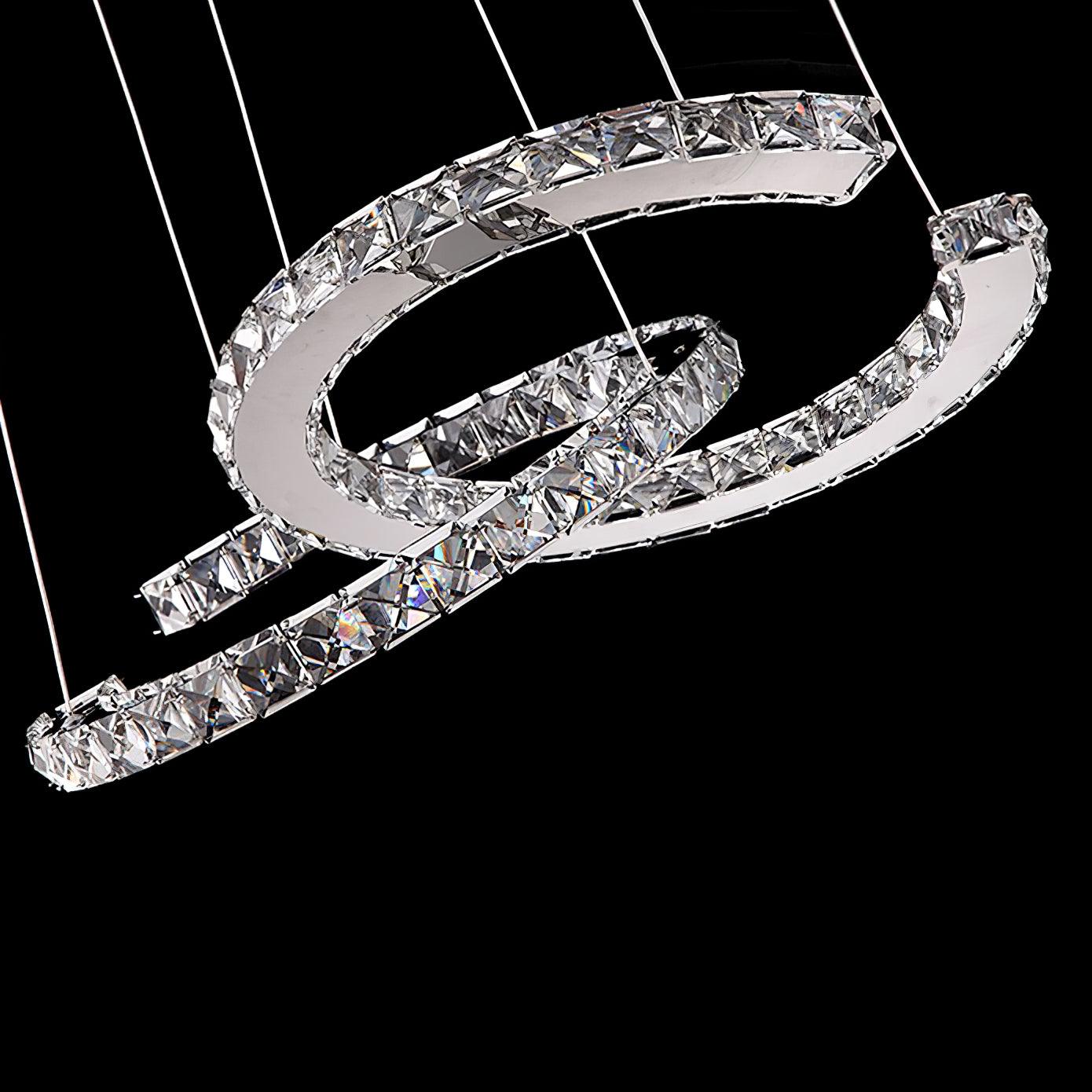 Lustra Chandelier Crystal Double C Modern Silver 2-Ring - Letslighting