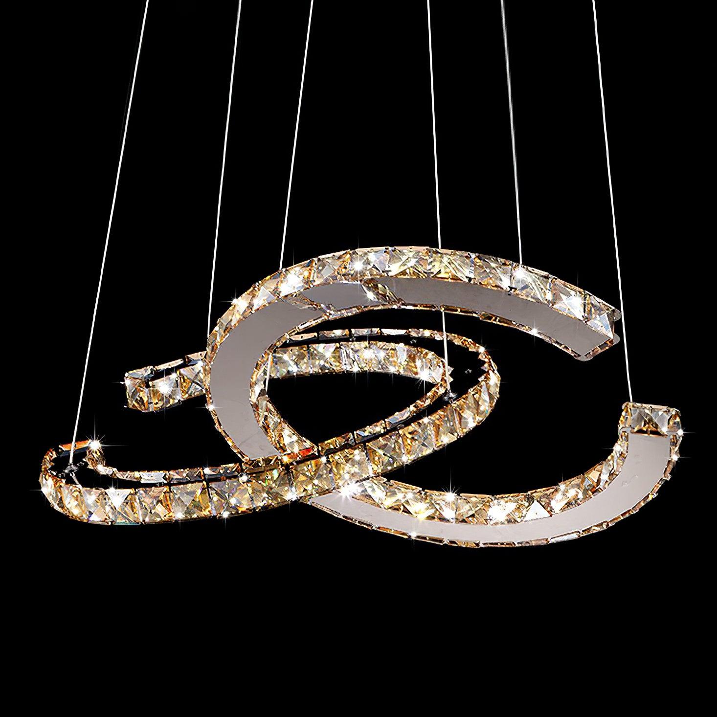 Lustra Chandelier Crystal Double C Modern Silver 2-Ring - Letslighting