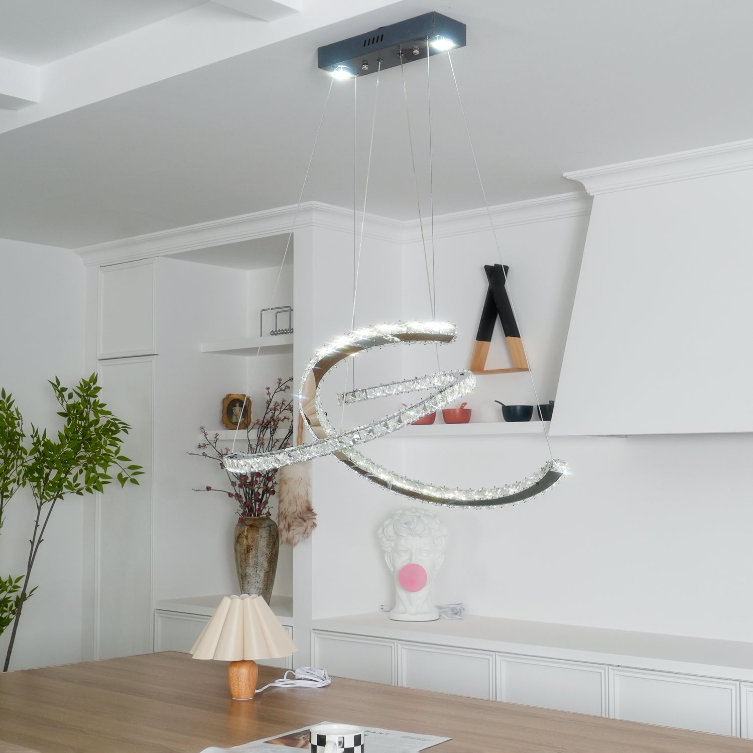 Lustra Chandelier Crystal Double C Modern Silver 2-Ring - Letslighting