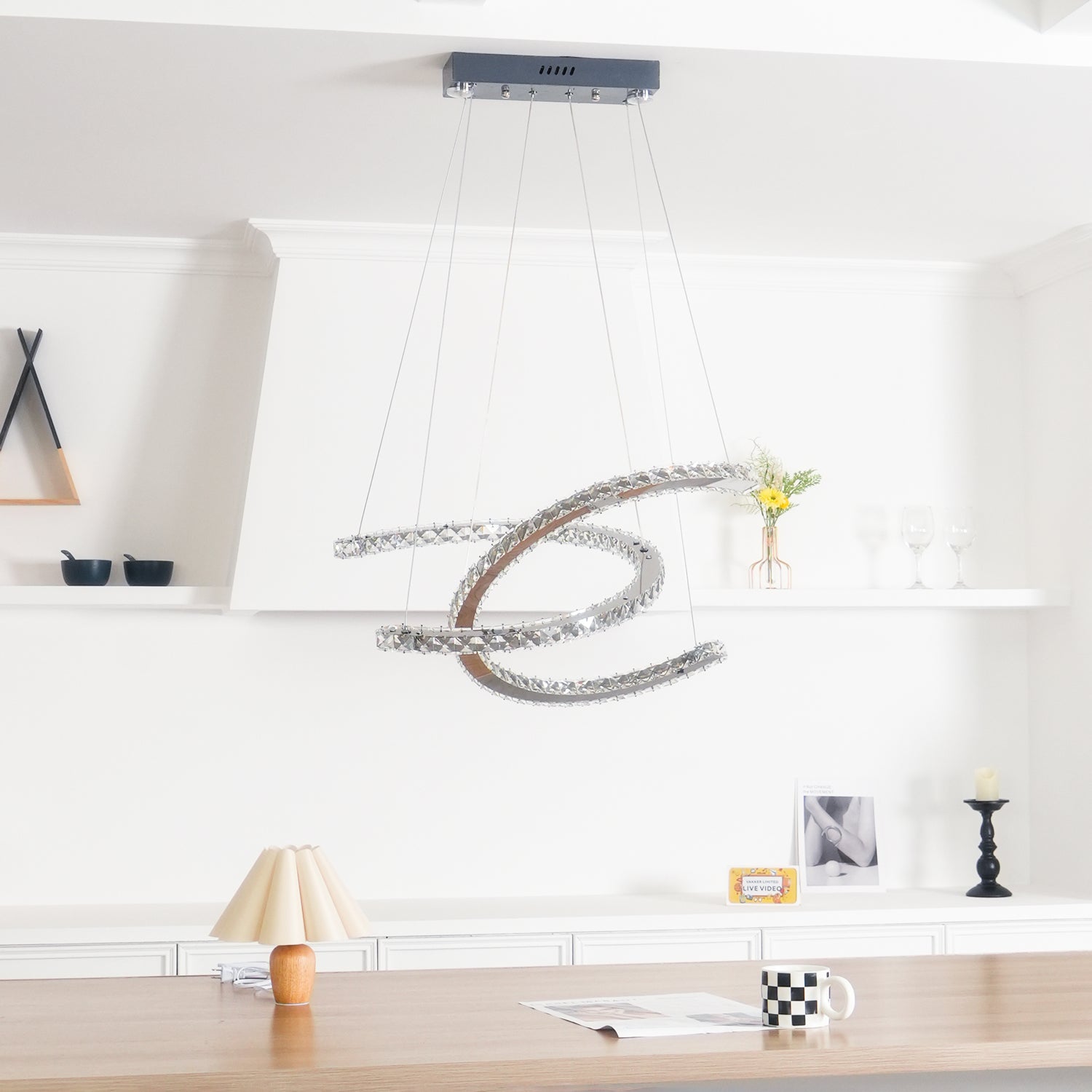 Lustra Chandelier Crystal Double C Modern Silver 2-Ring - Letslighting