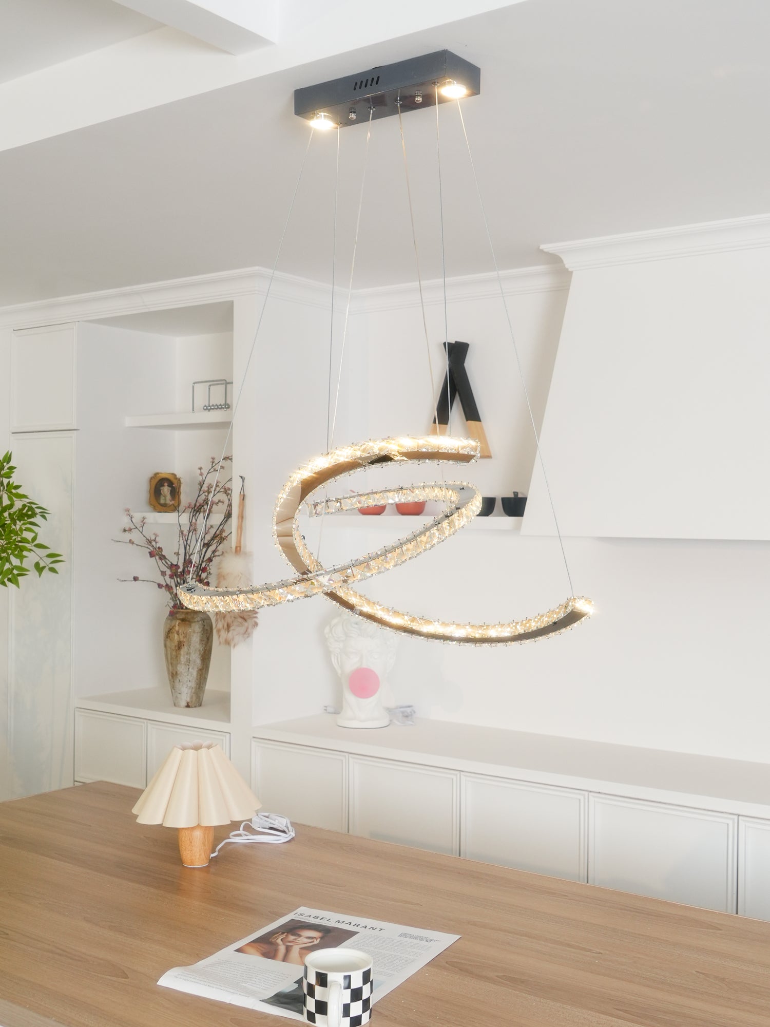 Lustra Chandelier Crystal Double C Modern Silver 2-Ring - Letslighting