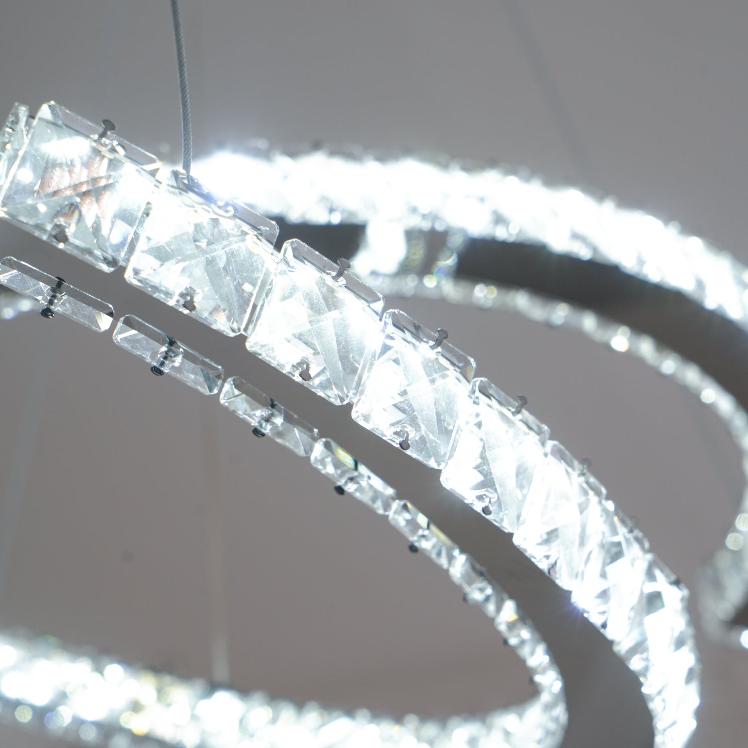 Lustra Chandelier Crystal Double C Modern Silver 2-Ring - Letslighting