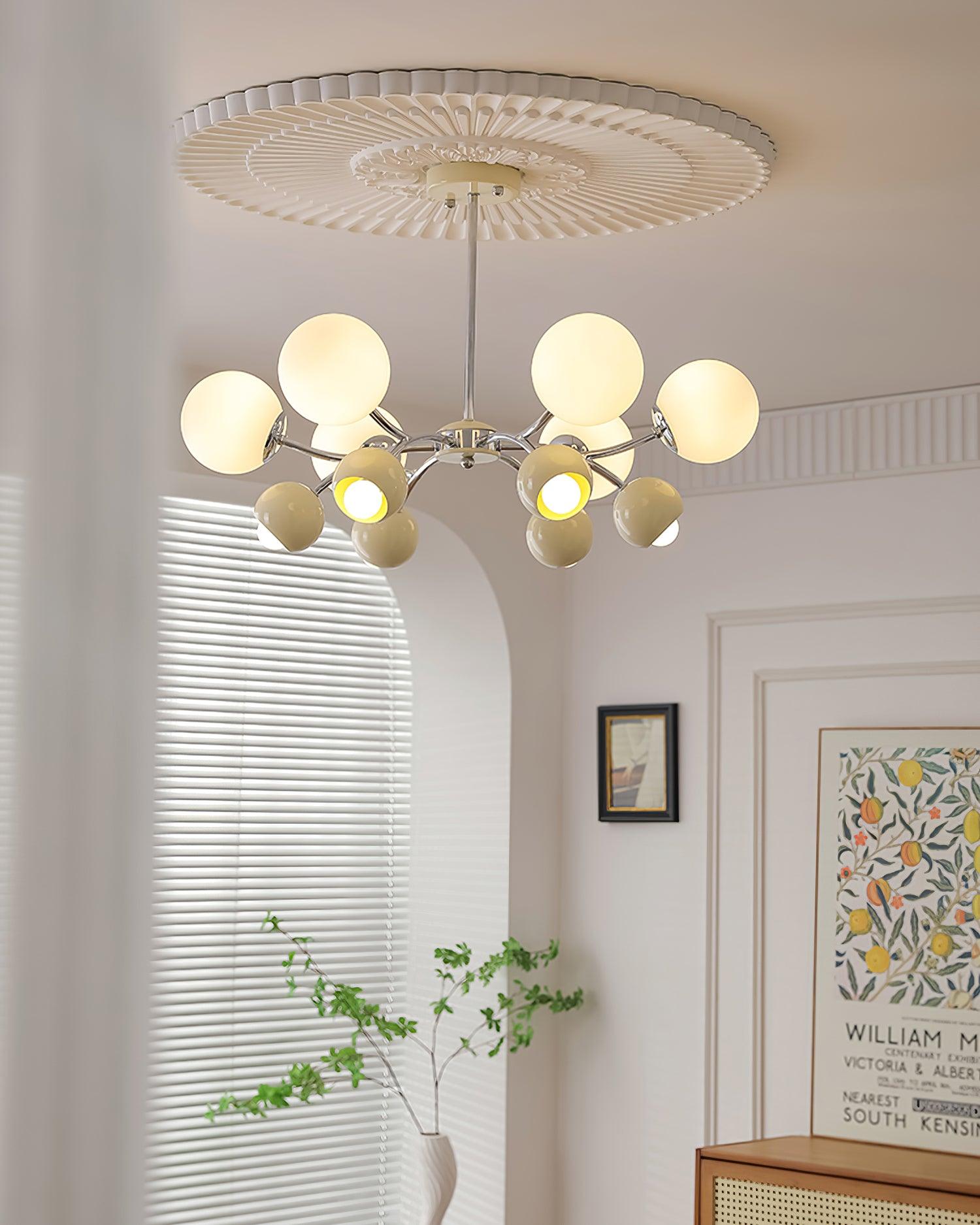 Chandelier Glass Dome Petal Shades Minimalist Ambient Glow - Letslighting