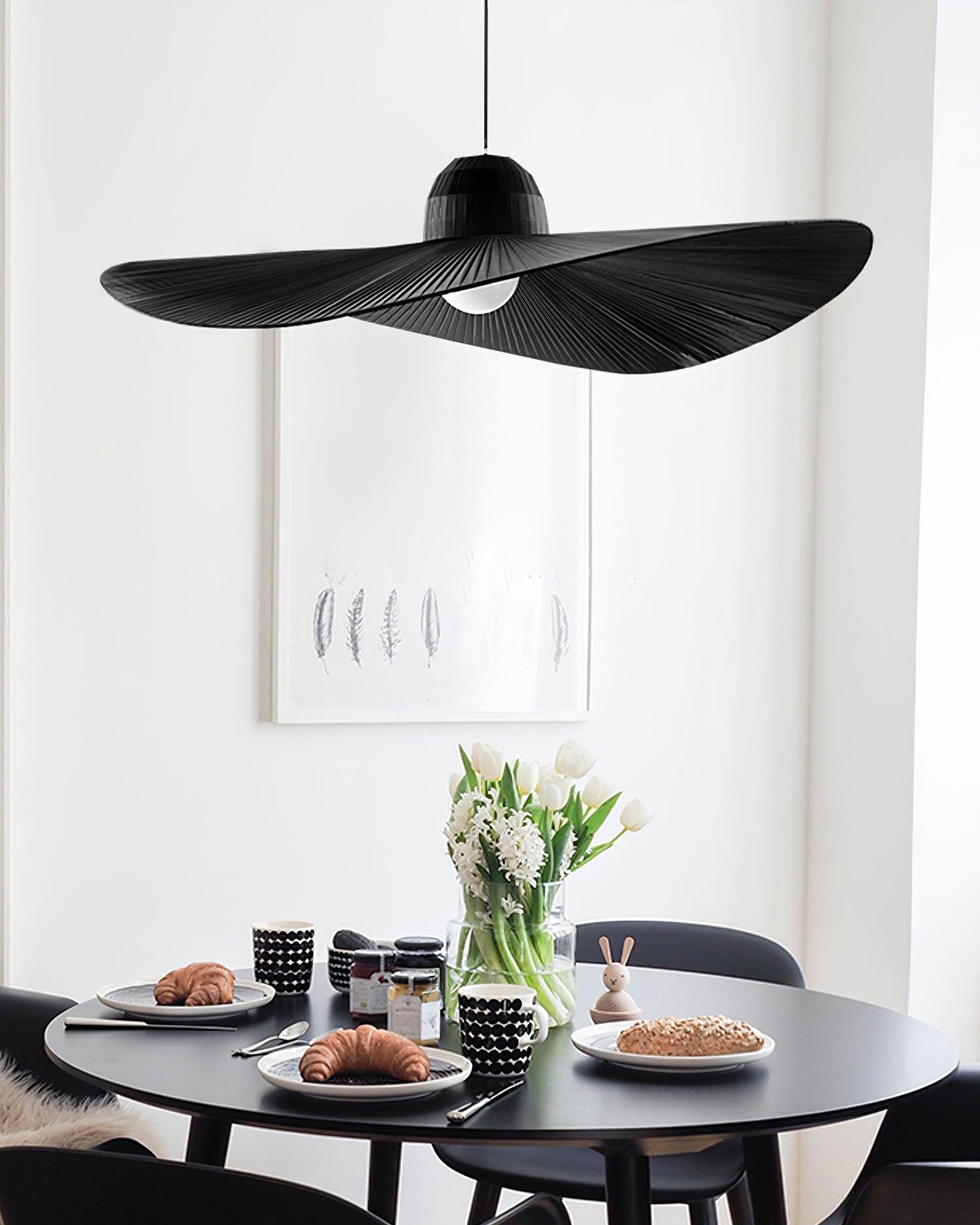 Moire Hat Pendant Lamp Pleated Fabric Modern - Letslighting