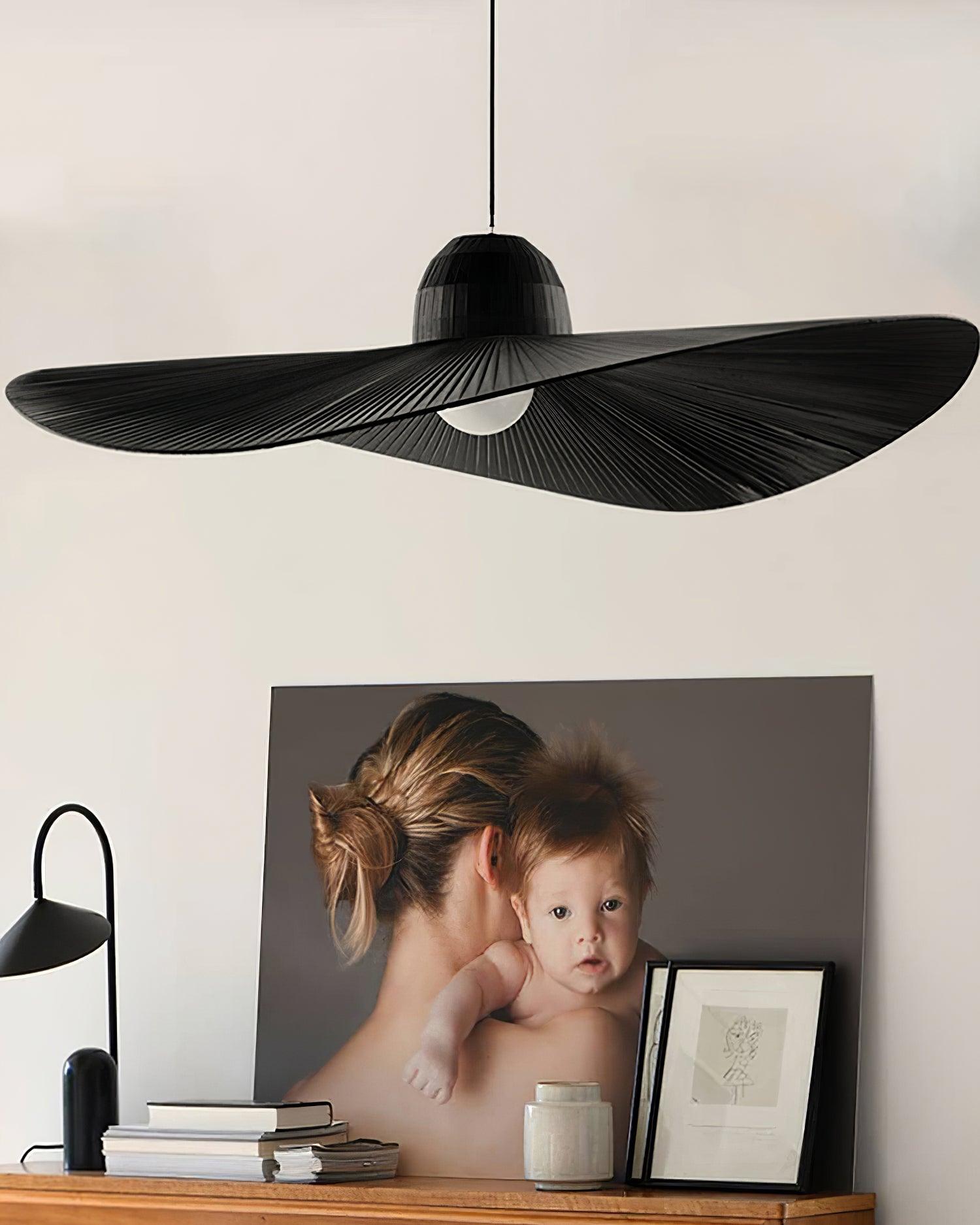 Moire Hat Pendant Lamp Pleated Fabric Modern - Letslighting