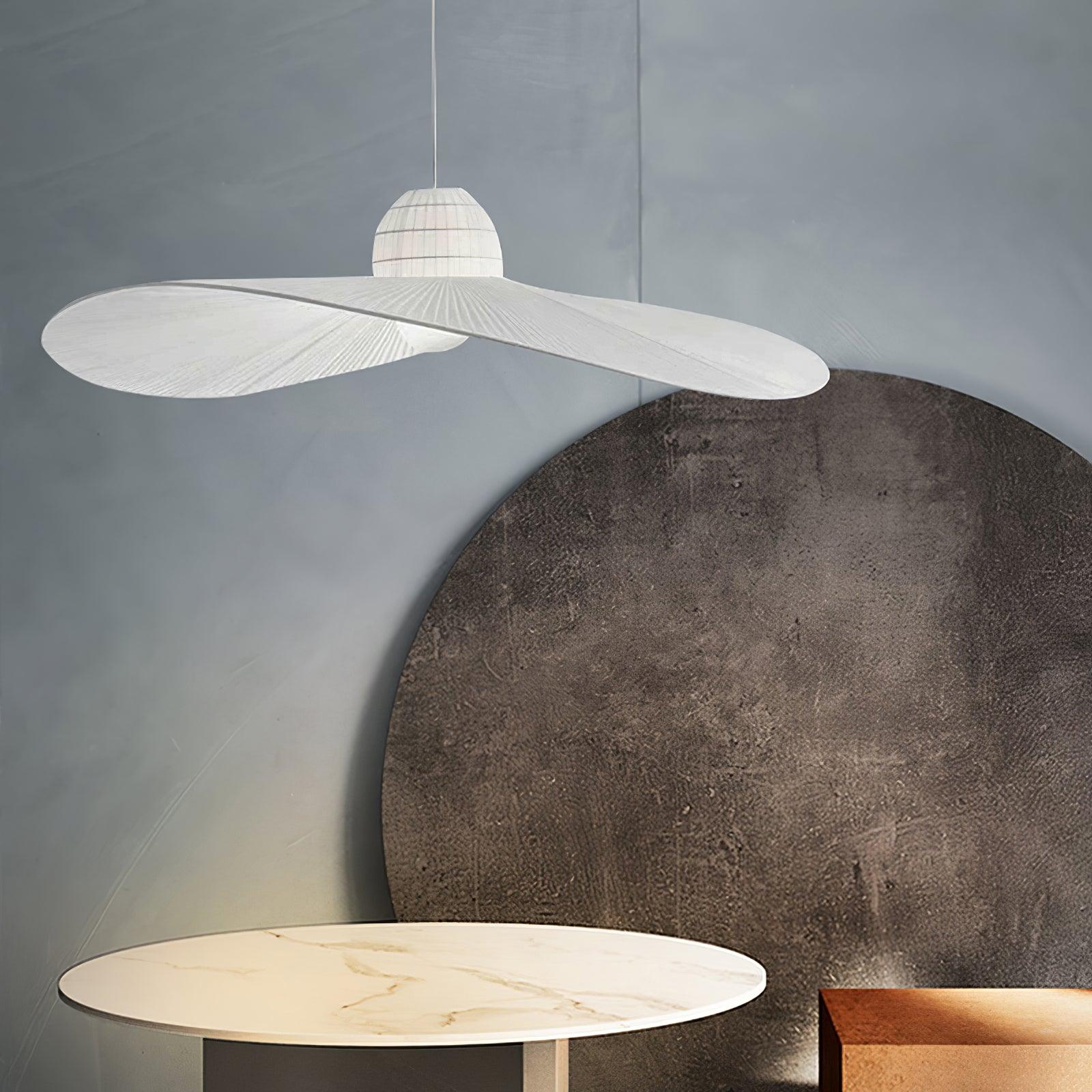 Moire Hat Pendant Lamp Pleated Fabric Modern - Letslighting