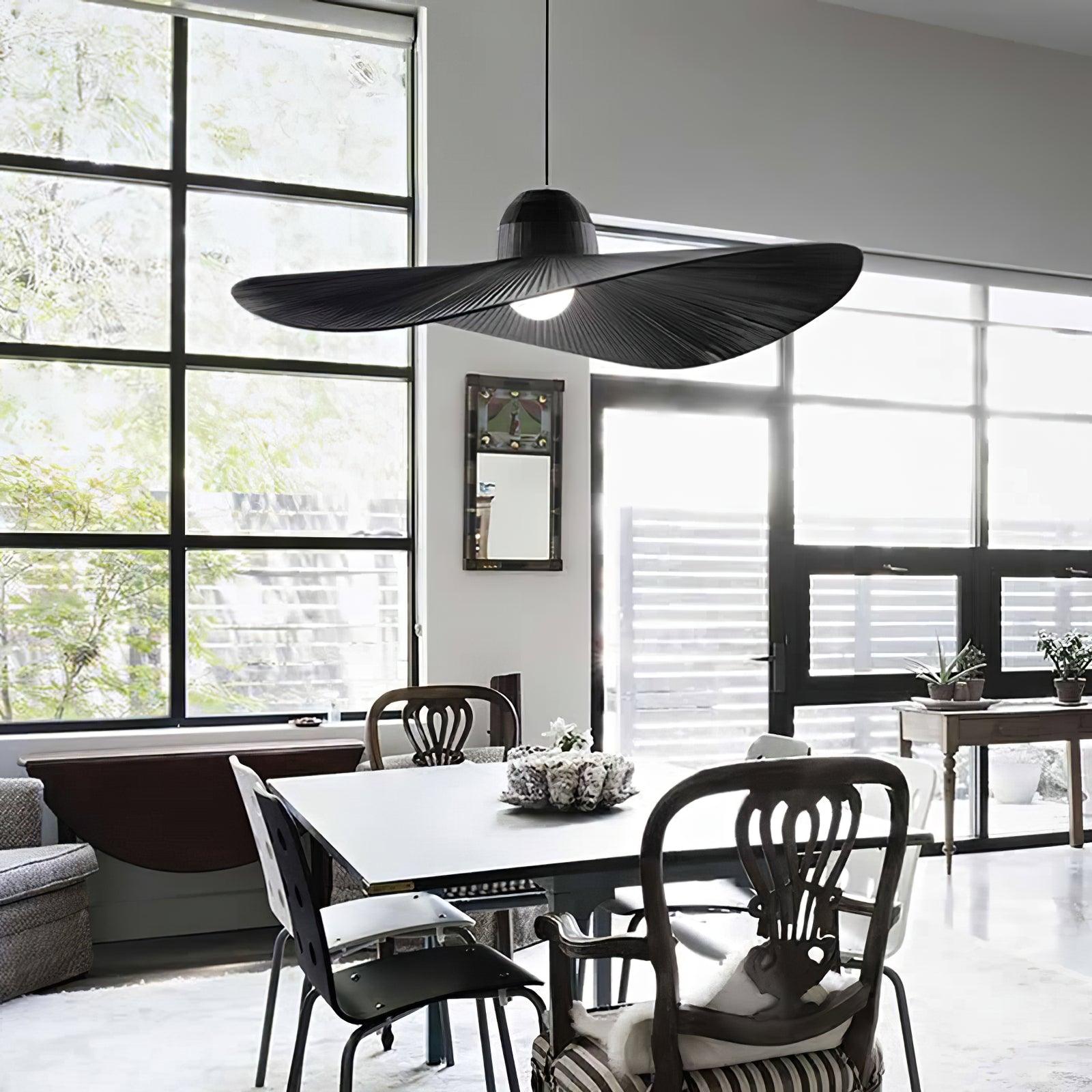 Moire Hat Pendant Lamp Pleated Fabric Modern - Letslighting