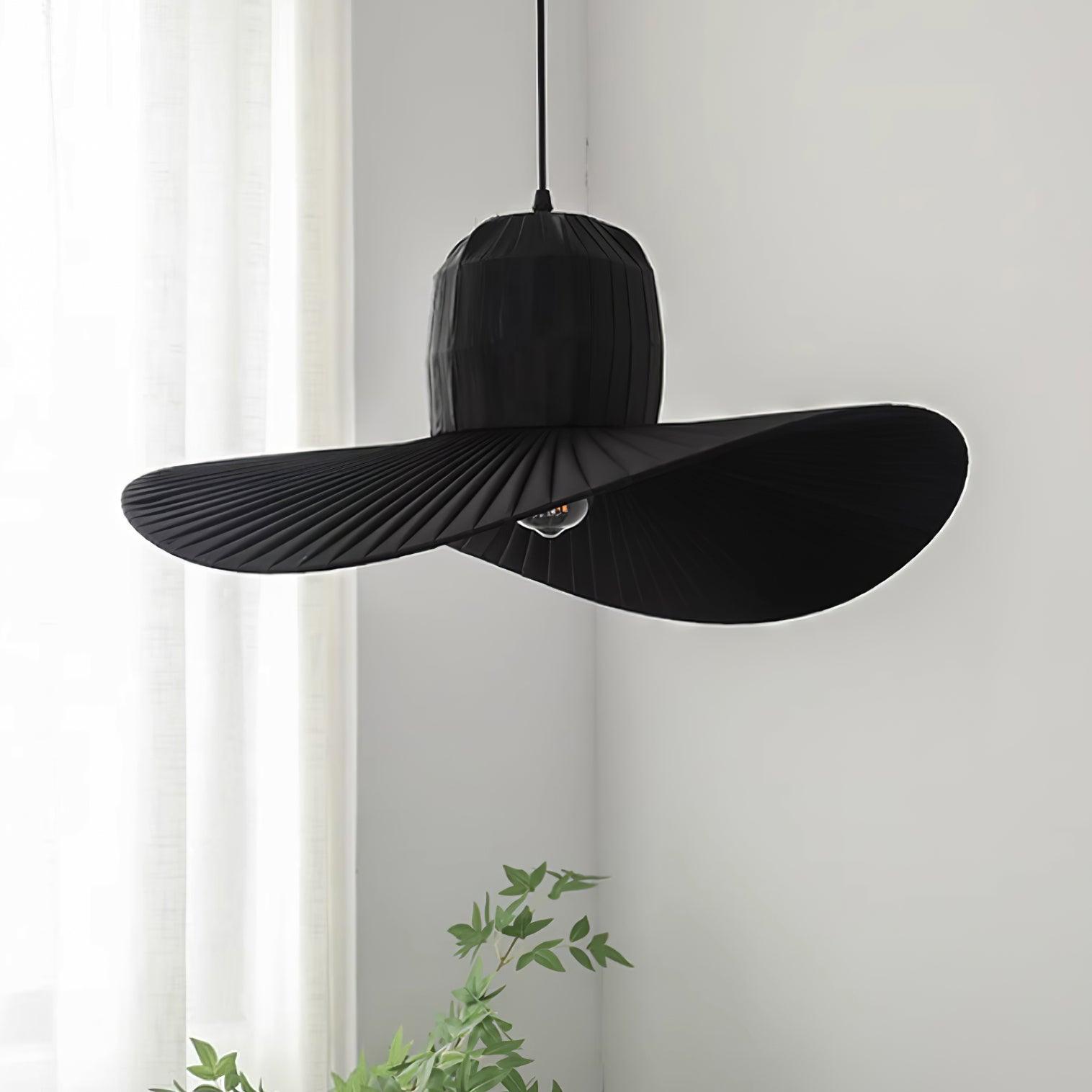 Moire Hat Pendant Lamp Pleated Fabric Modern - Letslighting