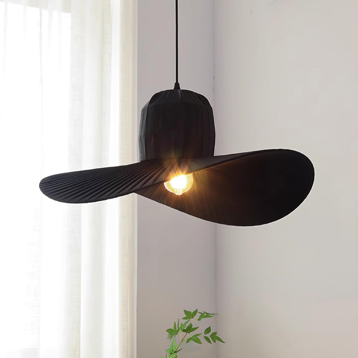 Moire Hat Pendant Lamp Pleated Fabric Modern - Letslighting