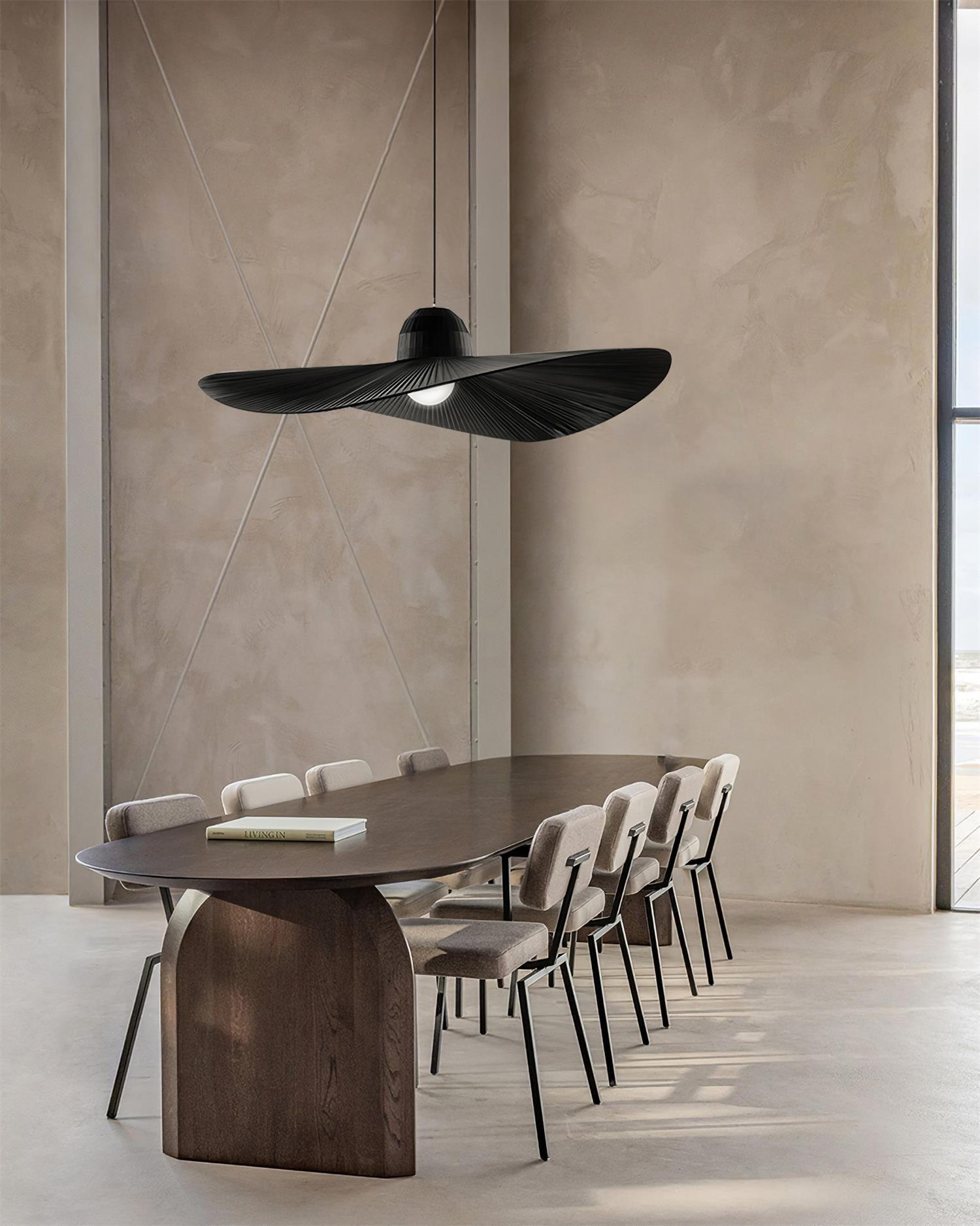 Moire Hat Pendant Lamp Pleated Fabric Modern - Letslighting