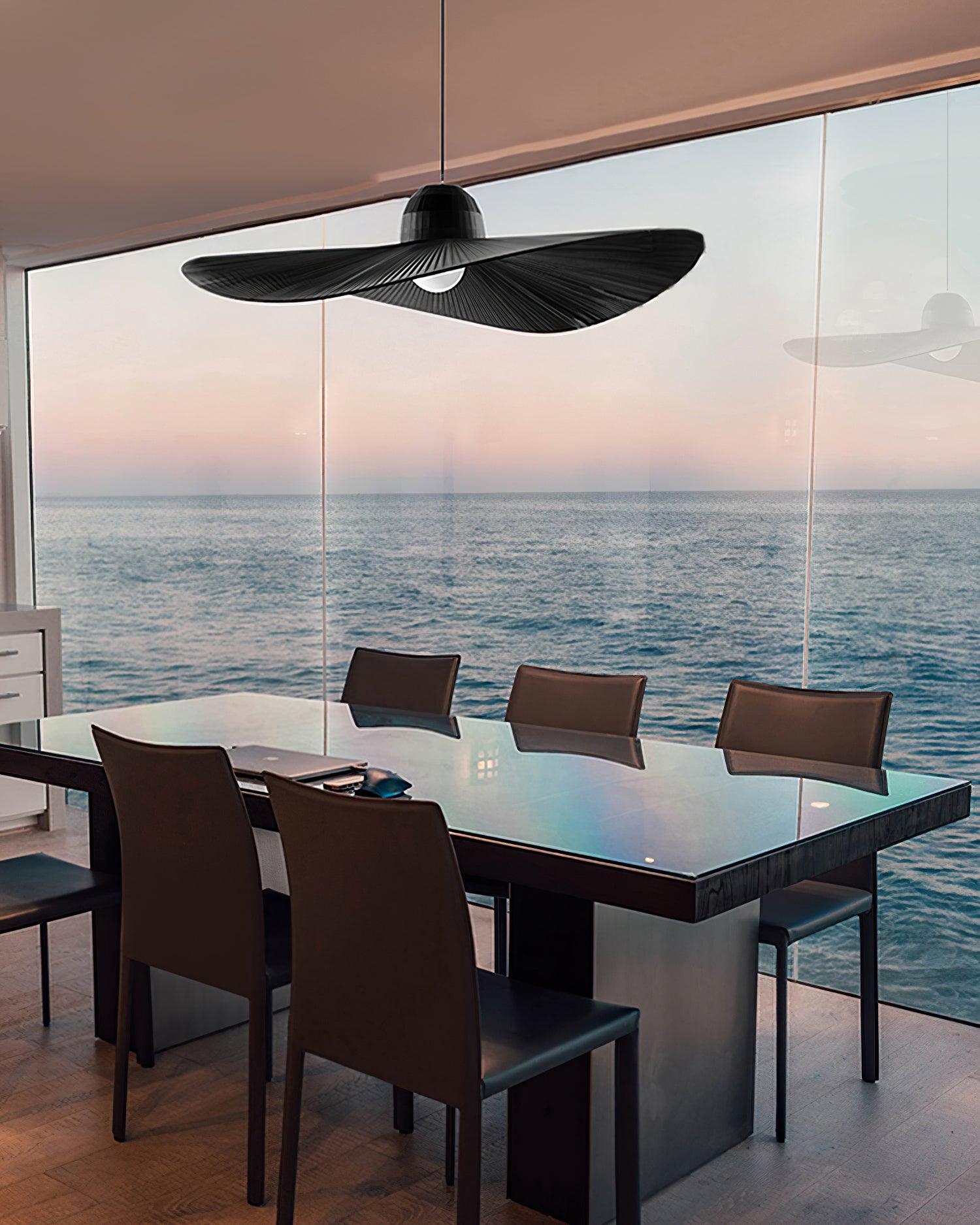 Moire Hat Pendant Lamp Pleated Fabric Modern - Letslighting