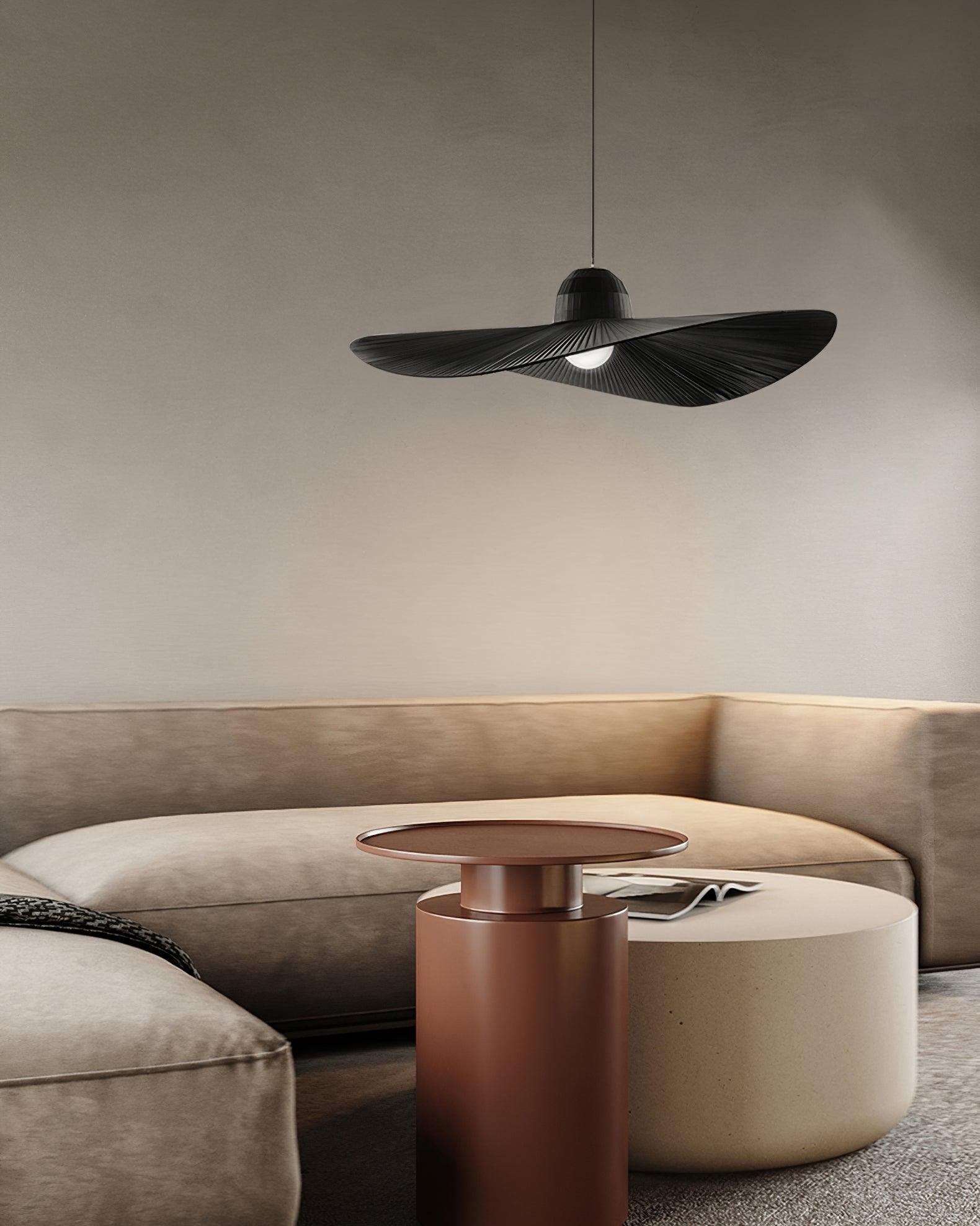 Moire Hat Pendant Lamp Pleated Fabric Modern - Letslighting