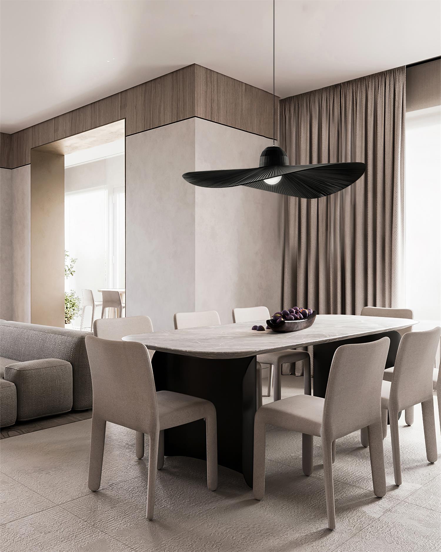 Moire Hat Pendant Lamp Pleated Fabric Modern - Letslighting