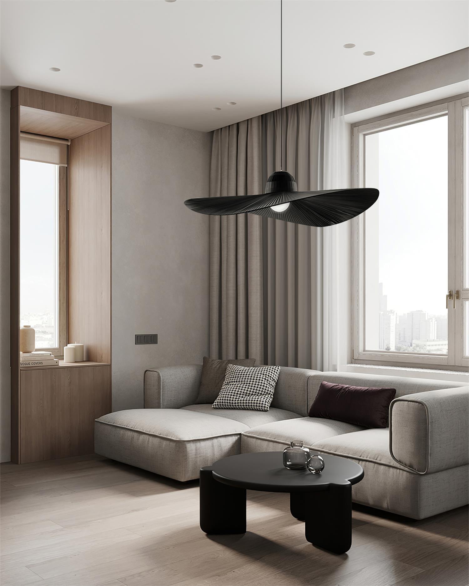 Moire Hat Pendant Lamp Pleated Fabric Modern - Letslighting