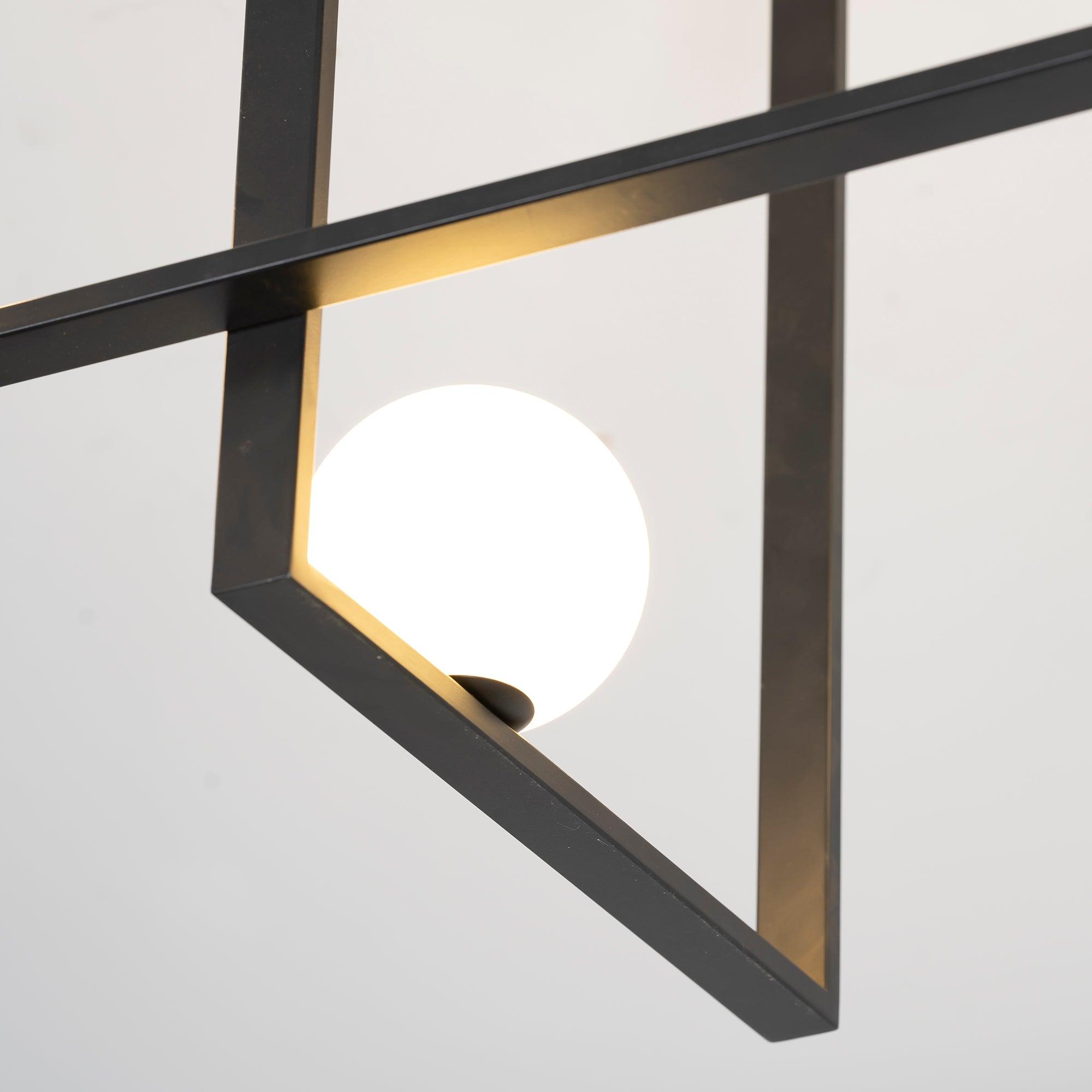 Lustra Chandelier Mondrian Glass Brass Geometric Modern - Letslighting