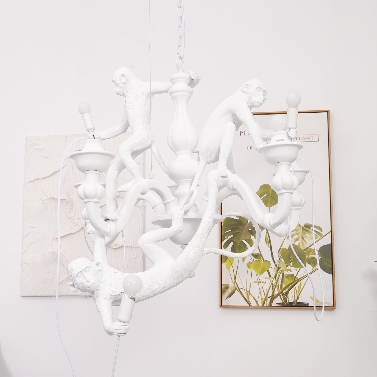 Lustra Chandelier Monkey Black Playful Sculpture - Letslighting