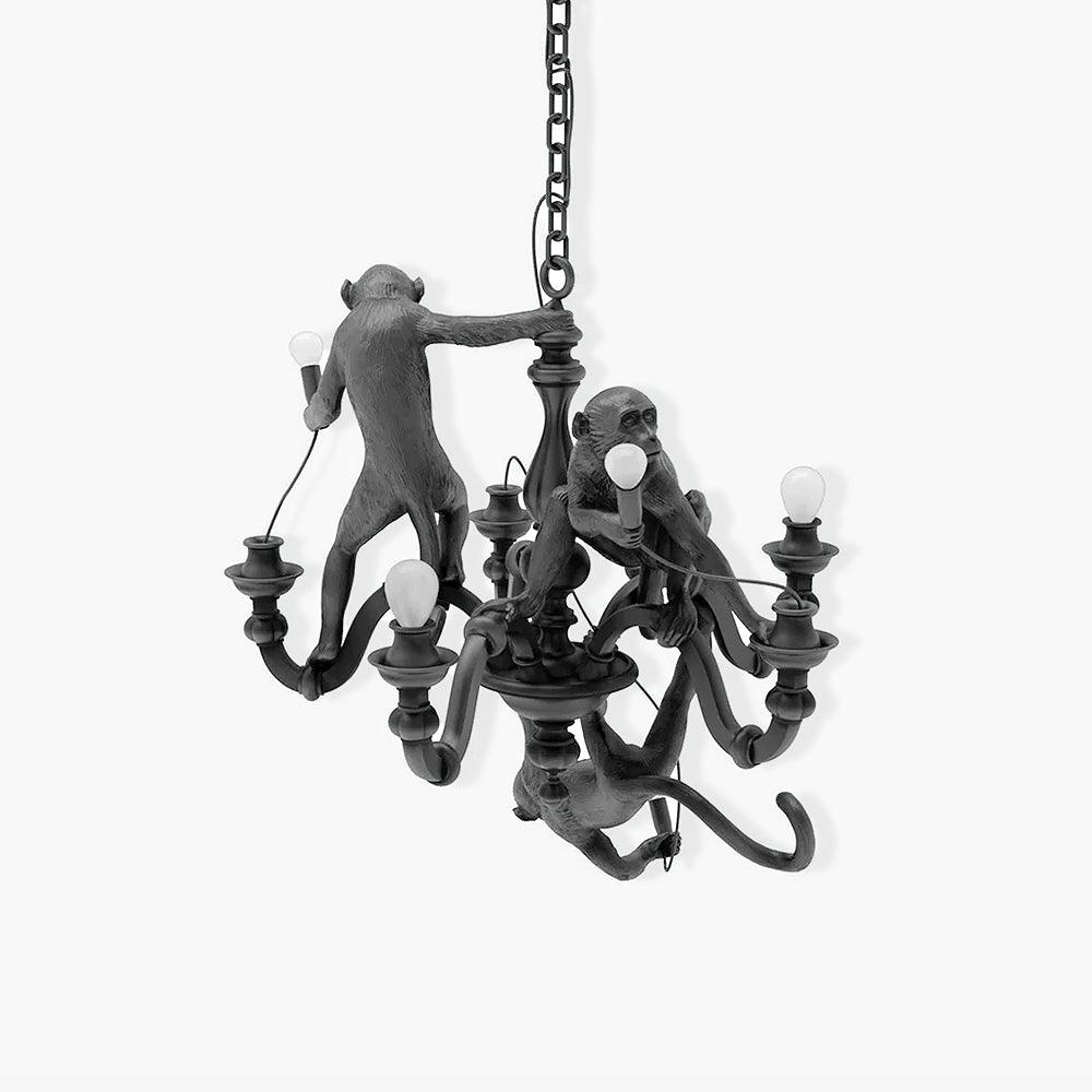 Lustra Chandelier Monkey Black Playful Sculpture - Letslighting