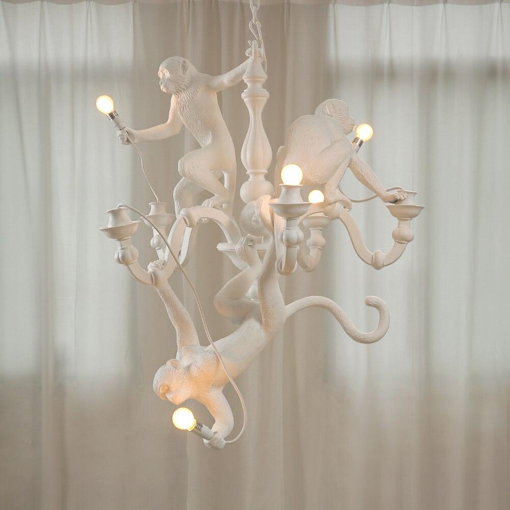 Lustra Chandelier Monkey Black Playful Sculpture - Letslighting