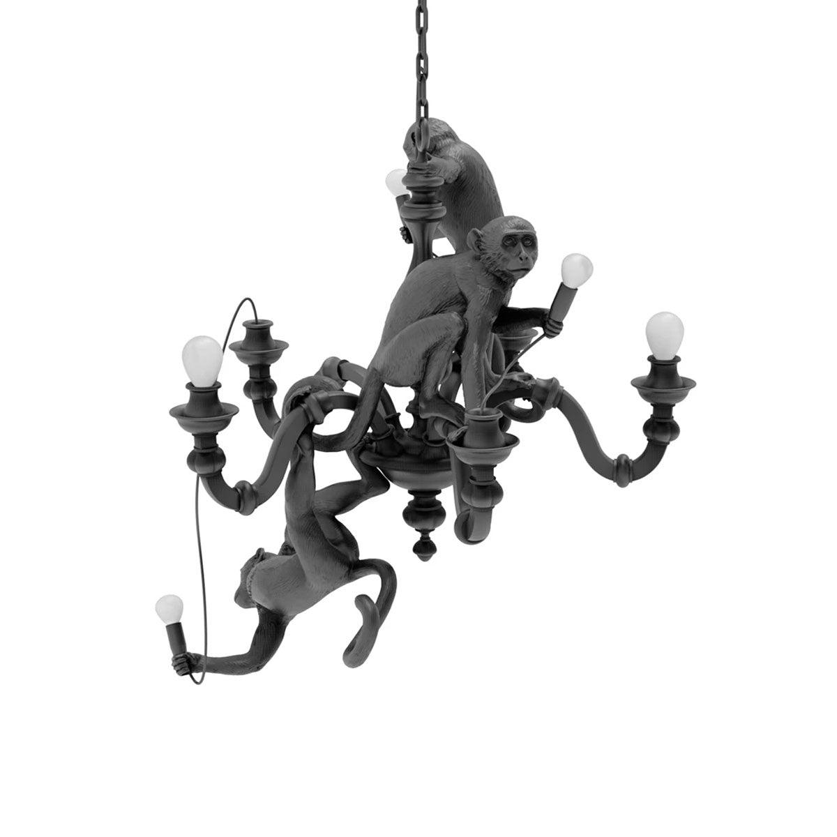 Lustra Chandelier Monkey Black Playful Sculpture - Letslighting