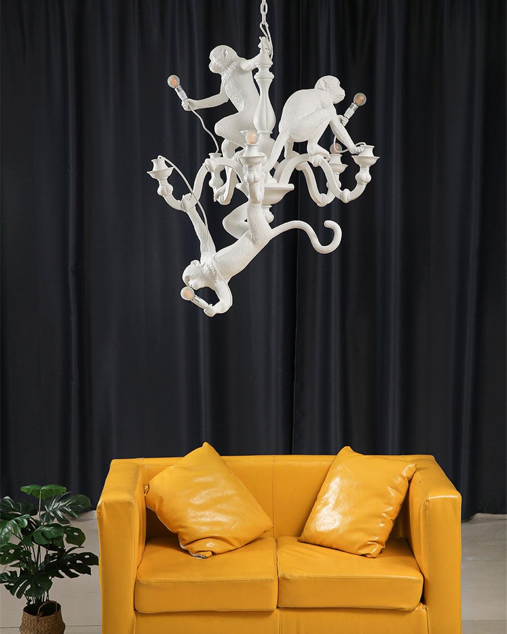 Lustra Chandelier Monkey Black Playful Sculpture - Letslighting