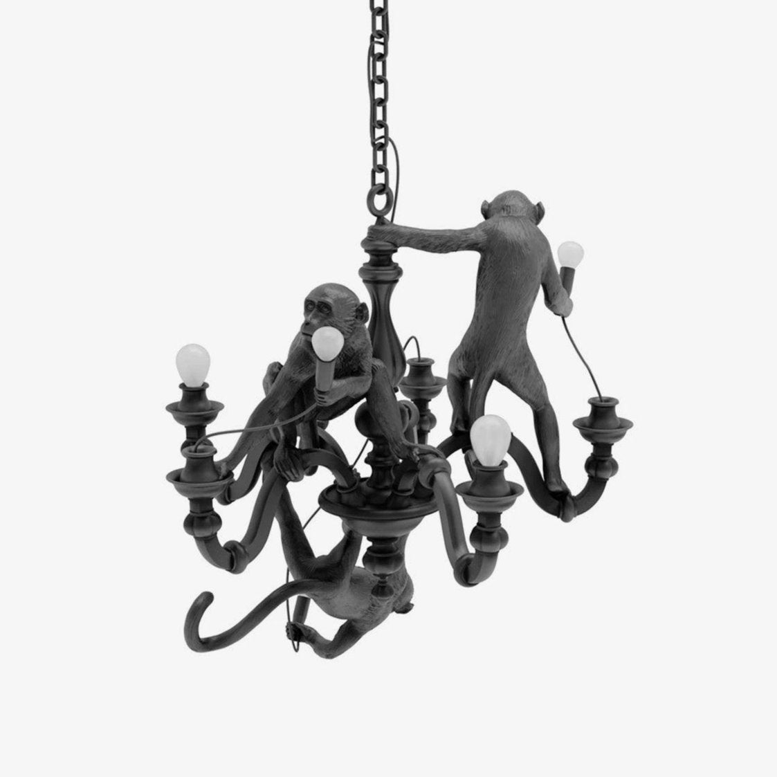 Lustra Chandelier Monkey Black Playful Sculpture - Letslighting