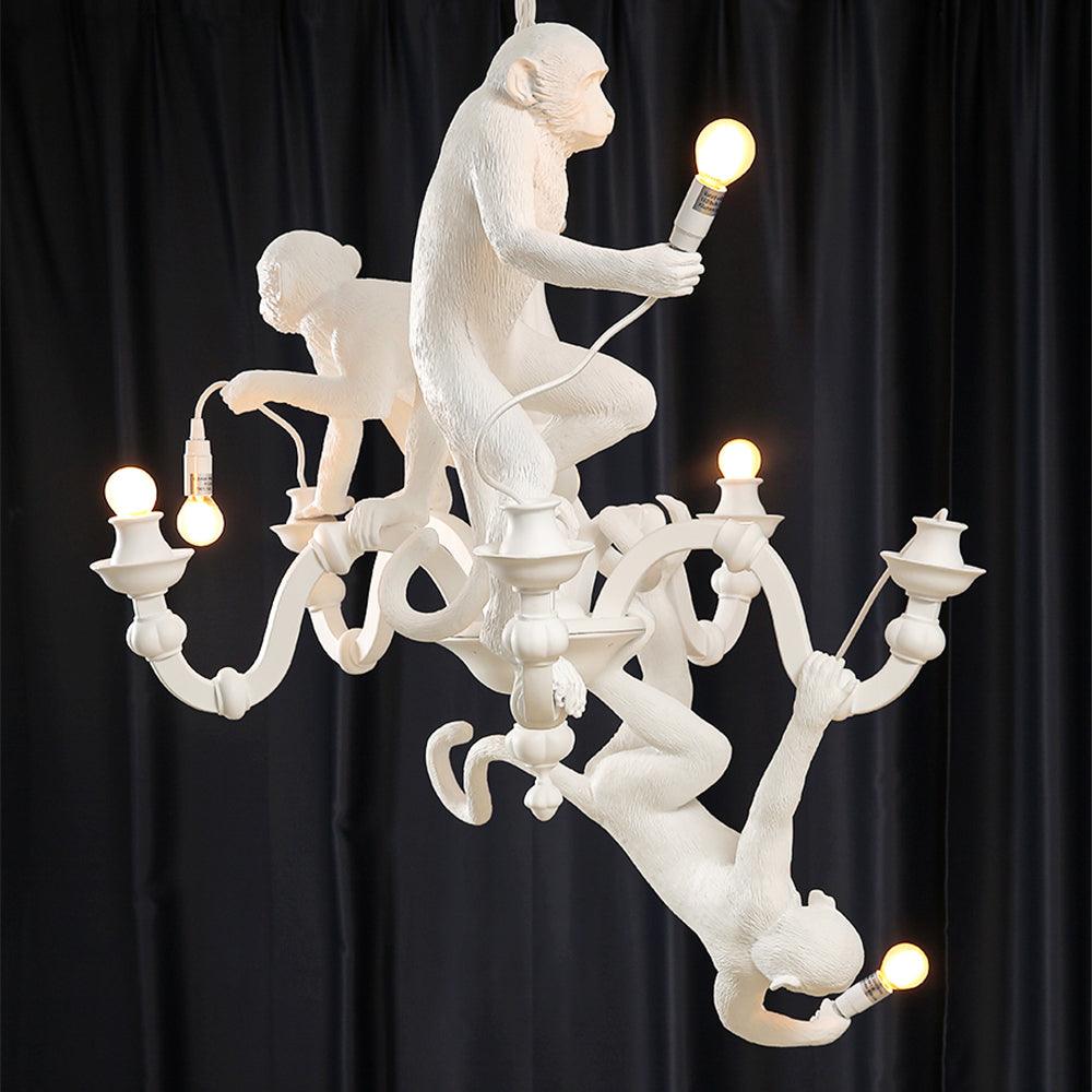 Lustra Chandelier Monkey Black Playful Sculpture - Letslighting