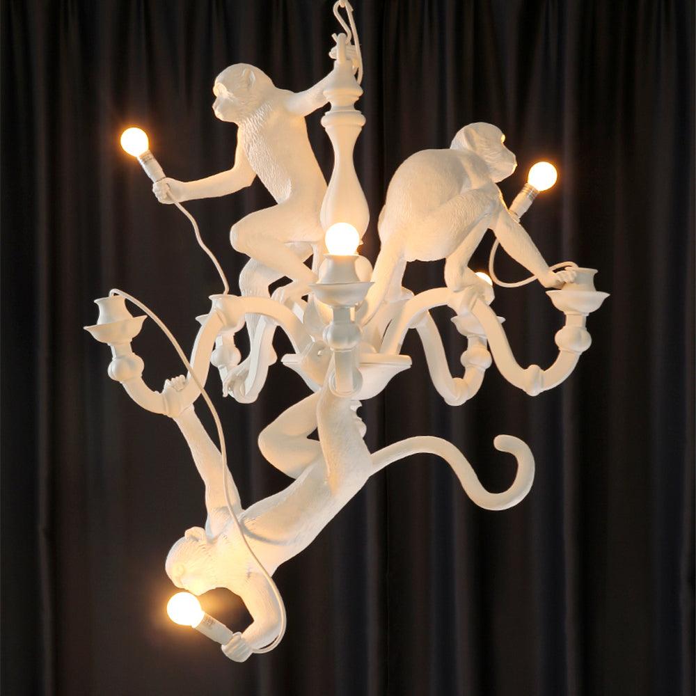 Lustra Chandelier Monkey Black Playful Sculpture - Letslighting