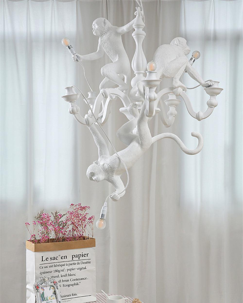 Lustra Chandelier Monkey Black Playful Sculpture - Letslighting