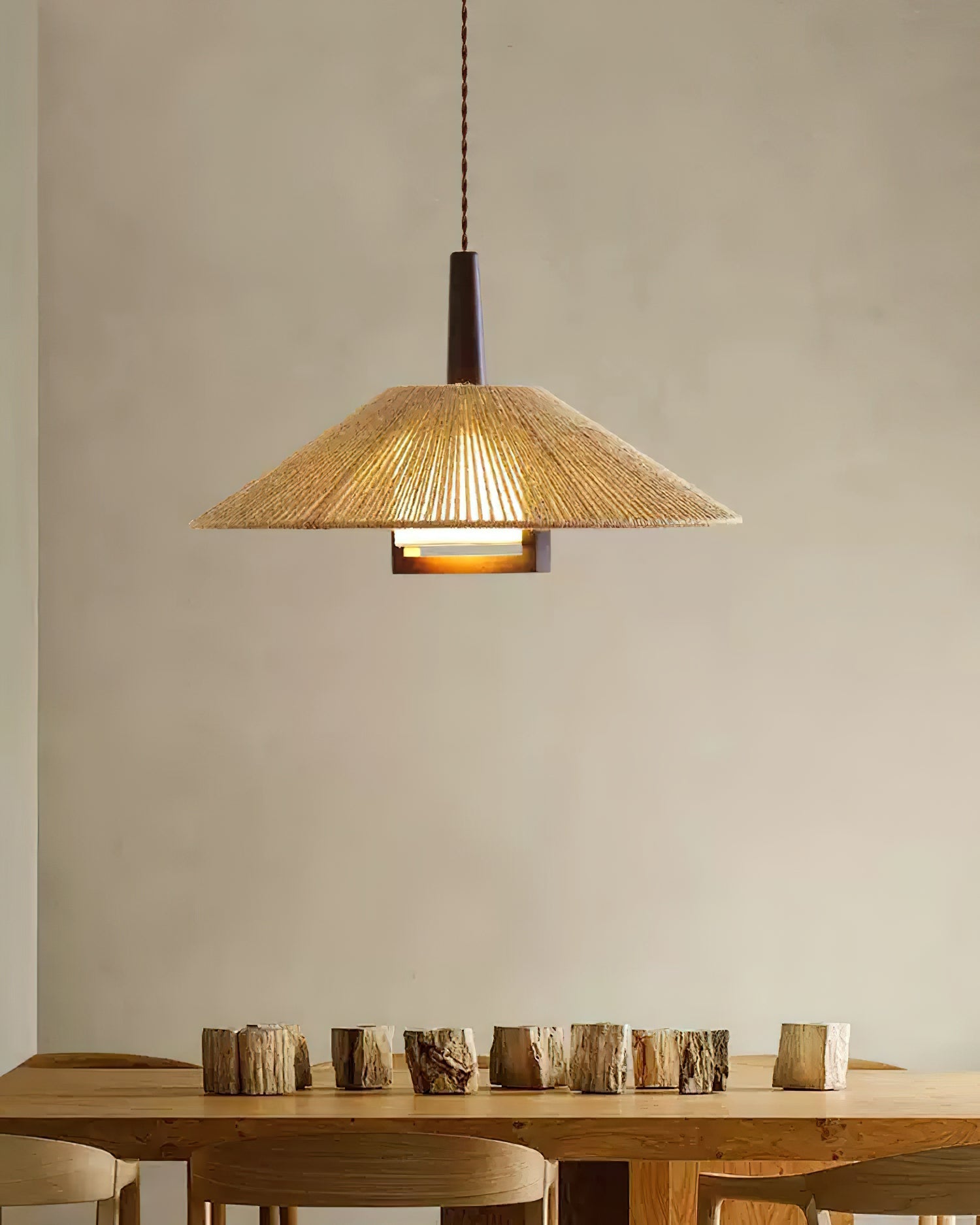 Fidoya Woven Rattan Cone Pendant Light - Letslighting