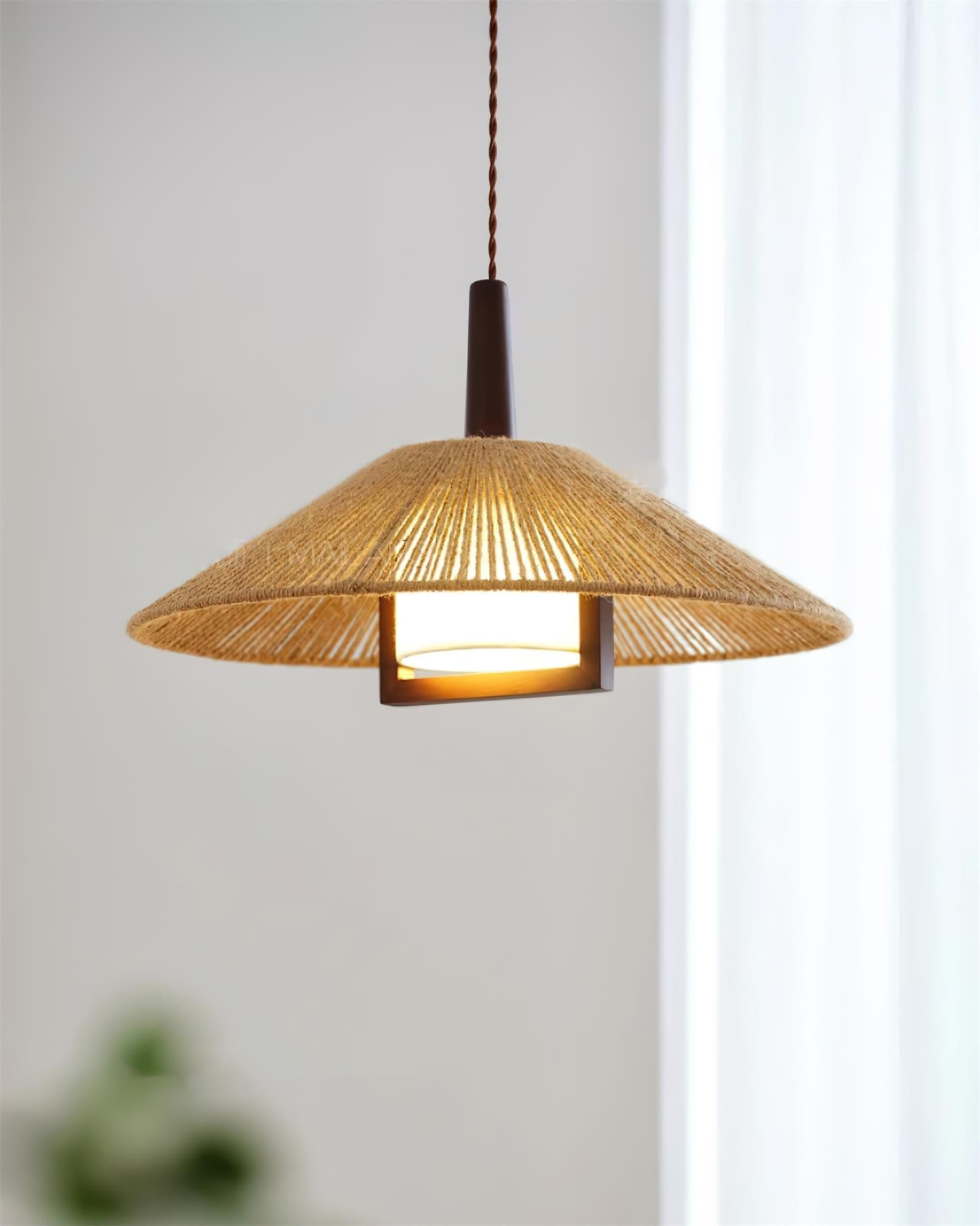 Fidoya Woven Rattan Cone Pendant Light - Letslighting