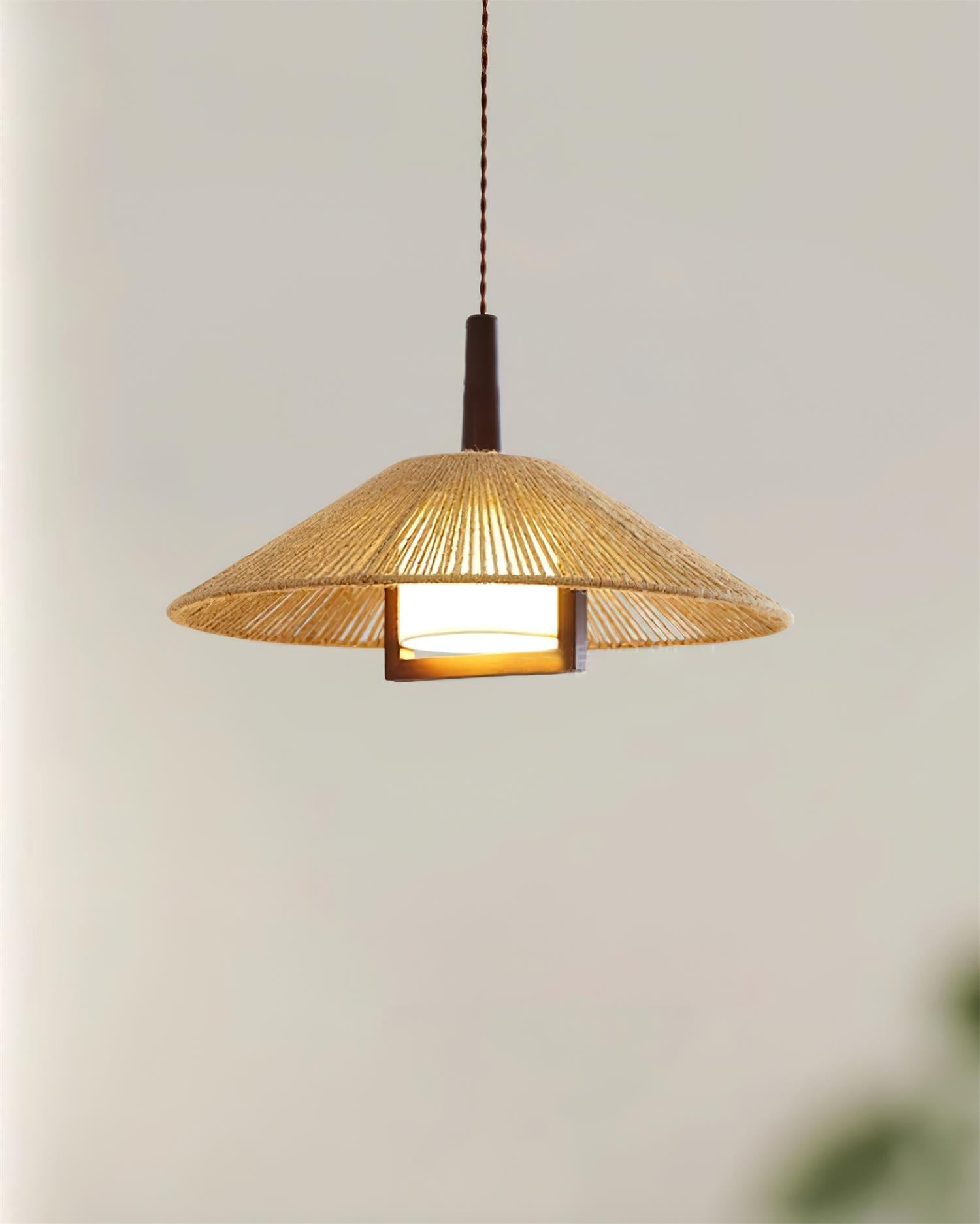 Fidoya Woven Rattan Cone Pendant Light - Letslighting