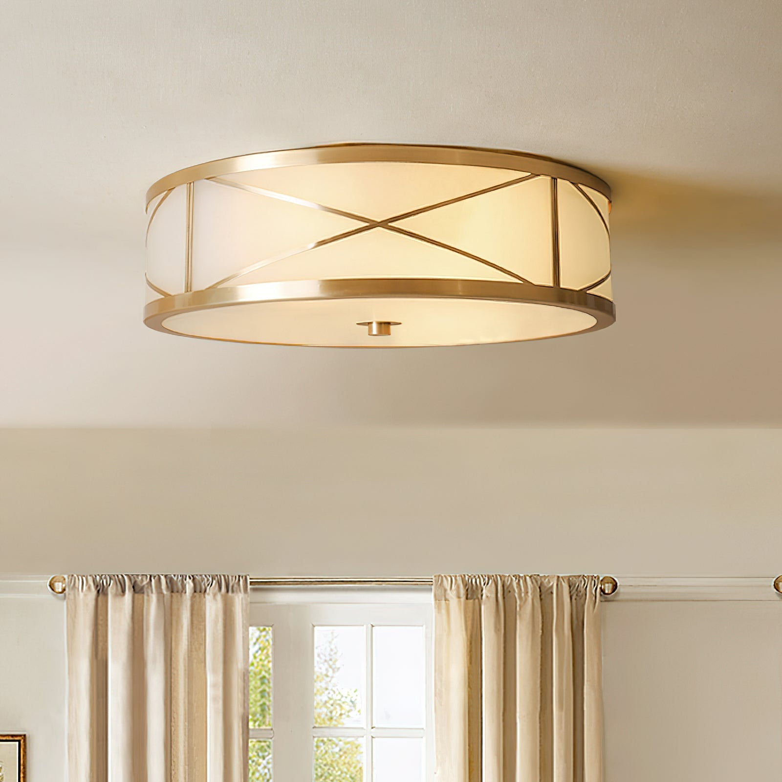 Vovene Modern Minimalist Brass Glass Ceiling Light - Letslighting