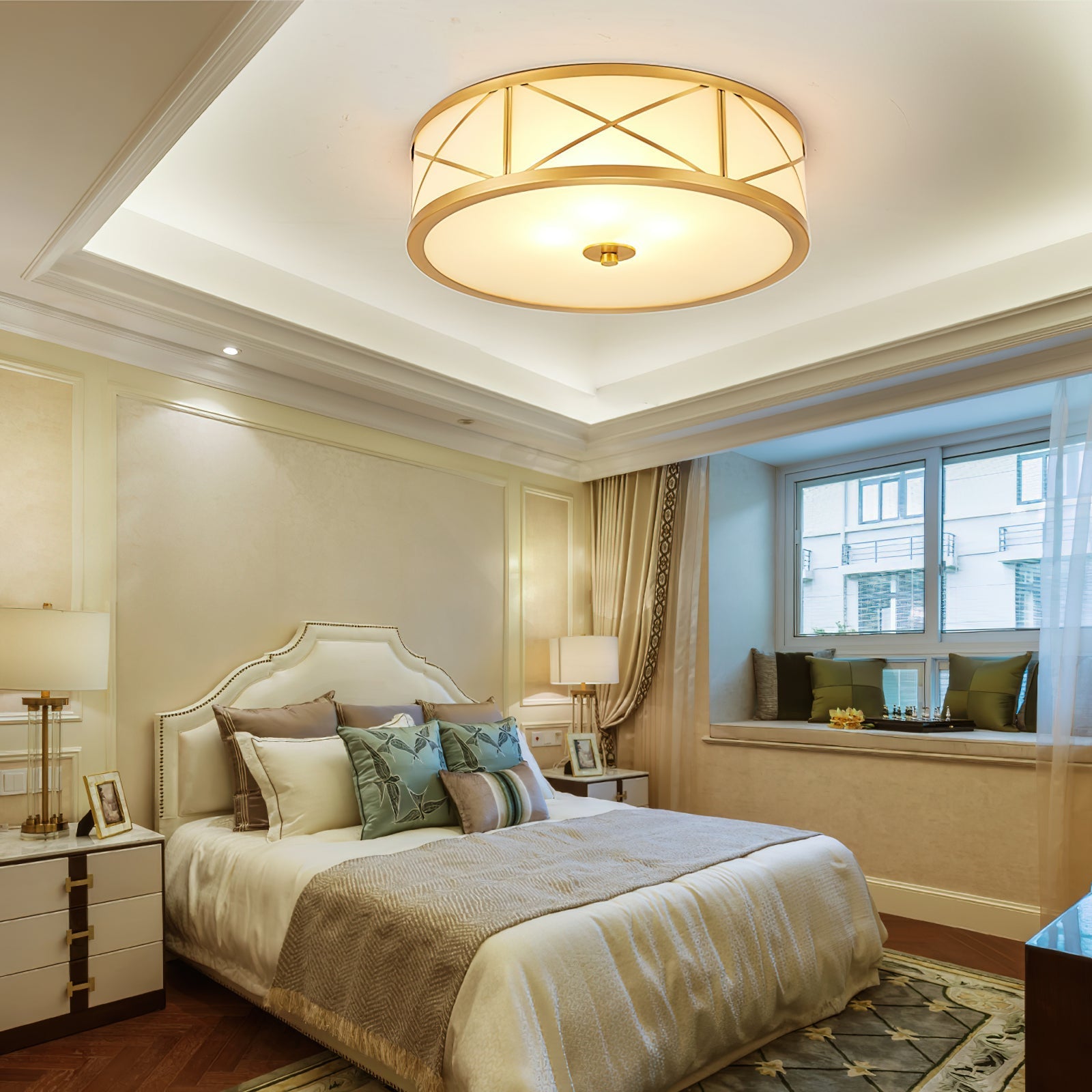 Vovene Modern Minimalist Brass Glass Ceiling Light - Letslighting