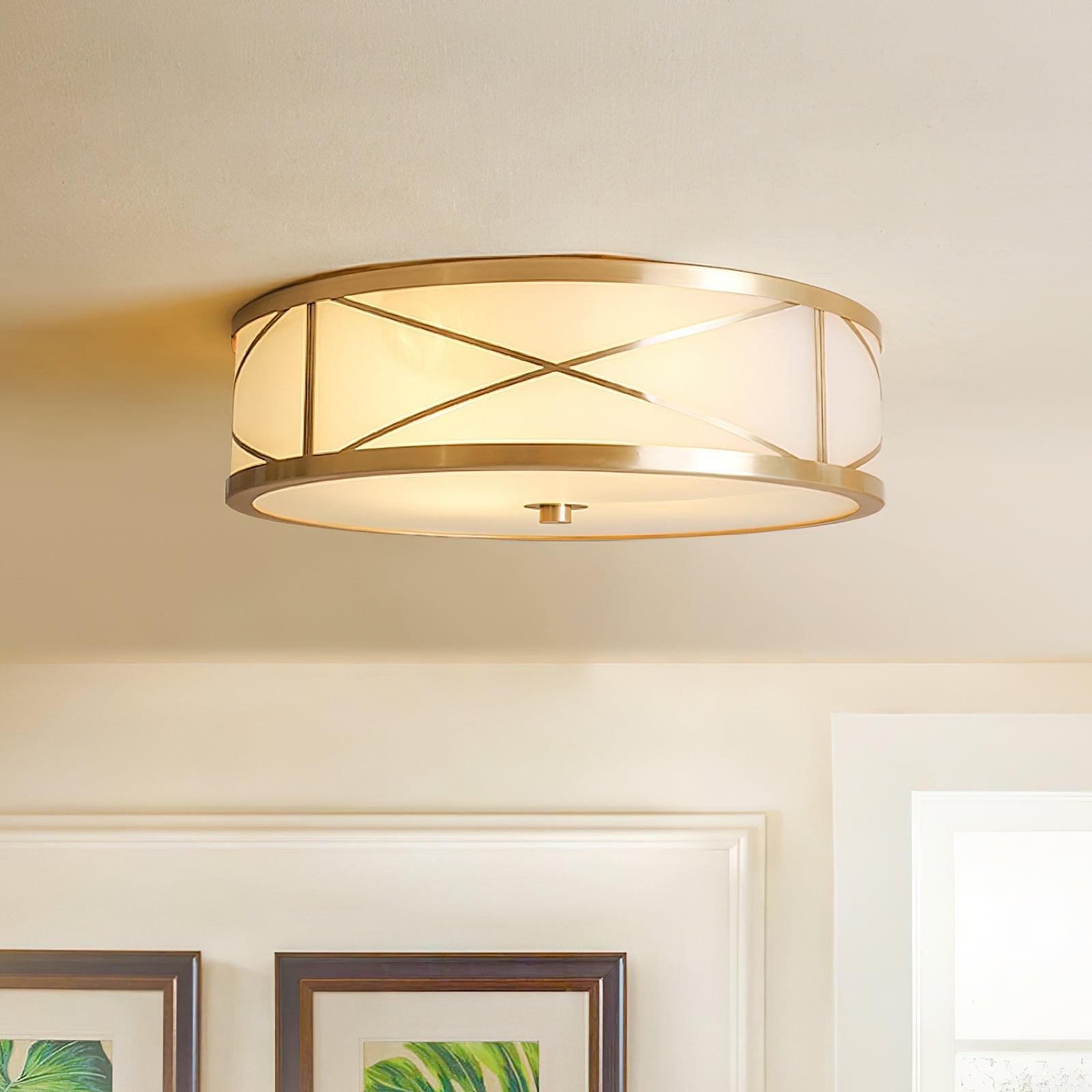 Vovene Modern Minimalist Brass Glass Ceiling Light - Letslighting