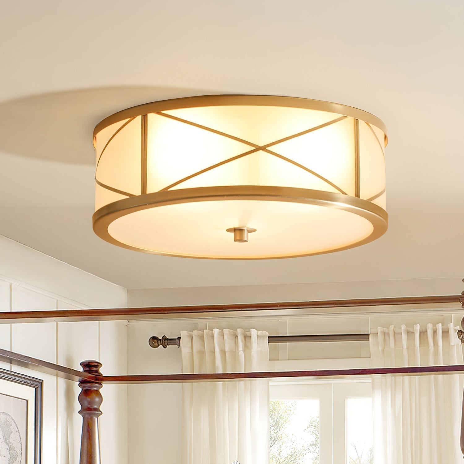 Vovene Modern Minimalist Brass Glass Ceiling Light - Letslighting