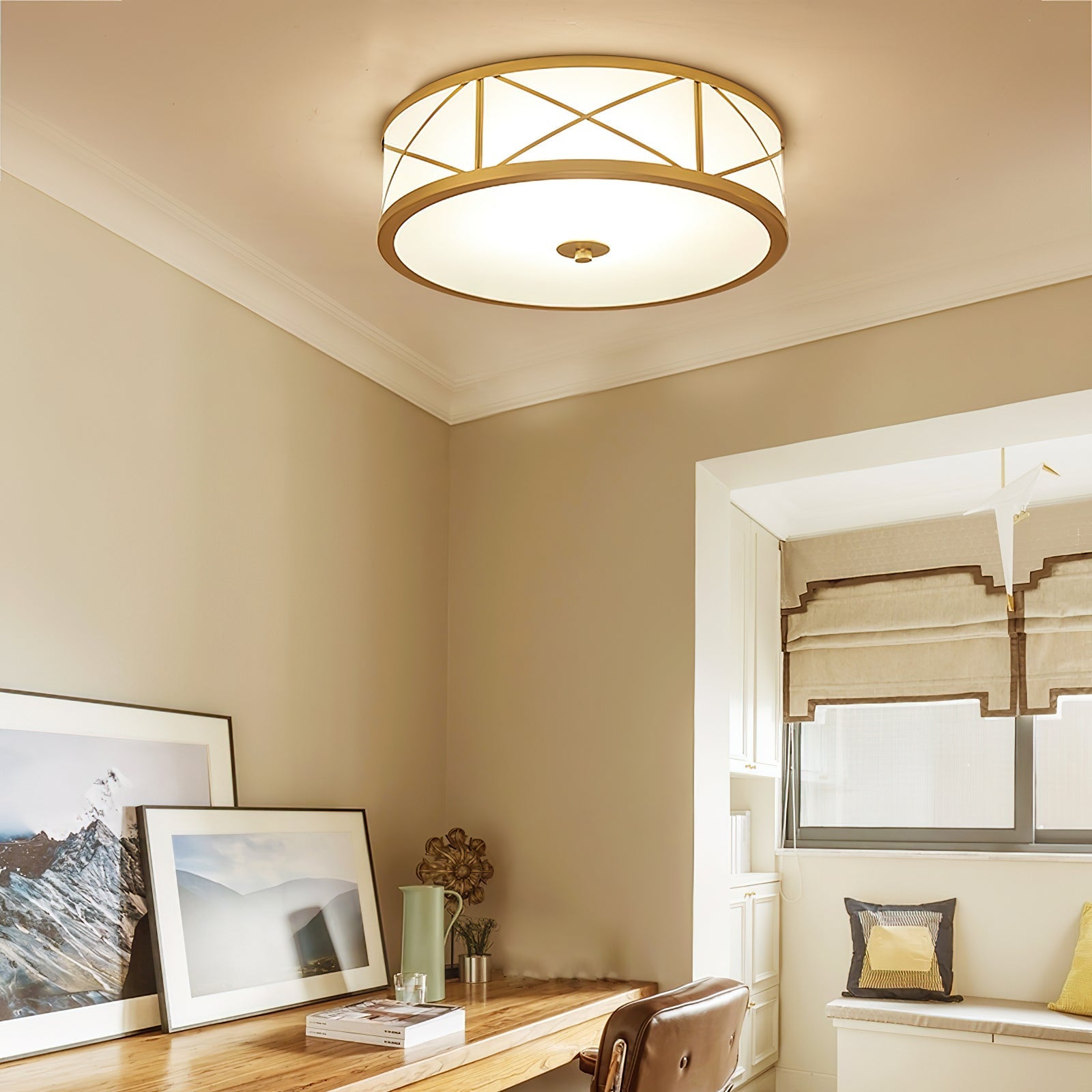 Vovene Modern Minimalist Brass Glass Ceiling Light - Letslighting