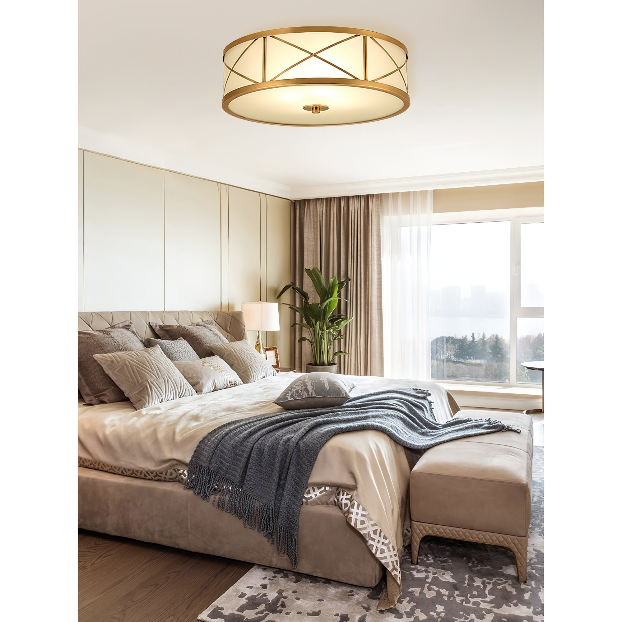Vovene Modern Minimalist Brass Glass Ceiling Light - Letslighting