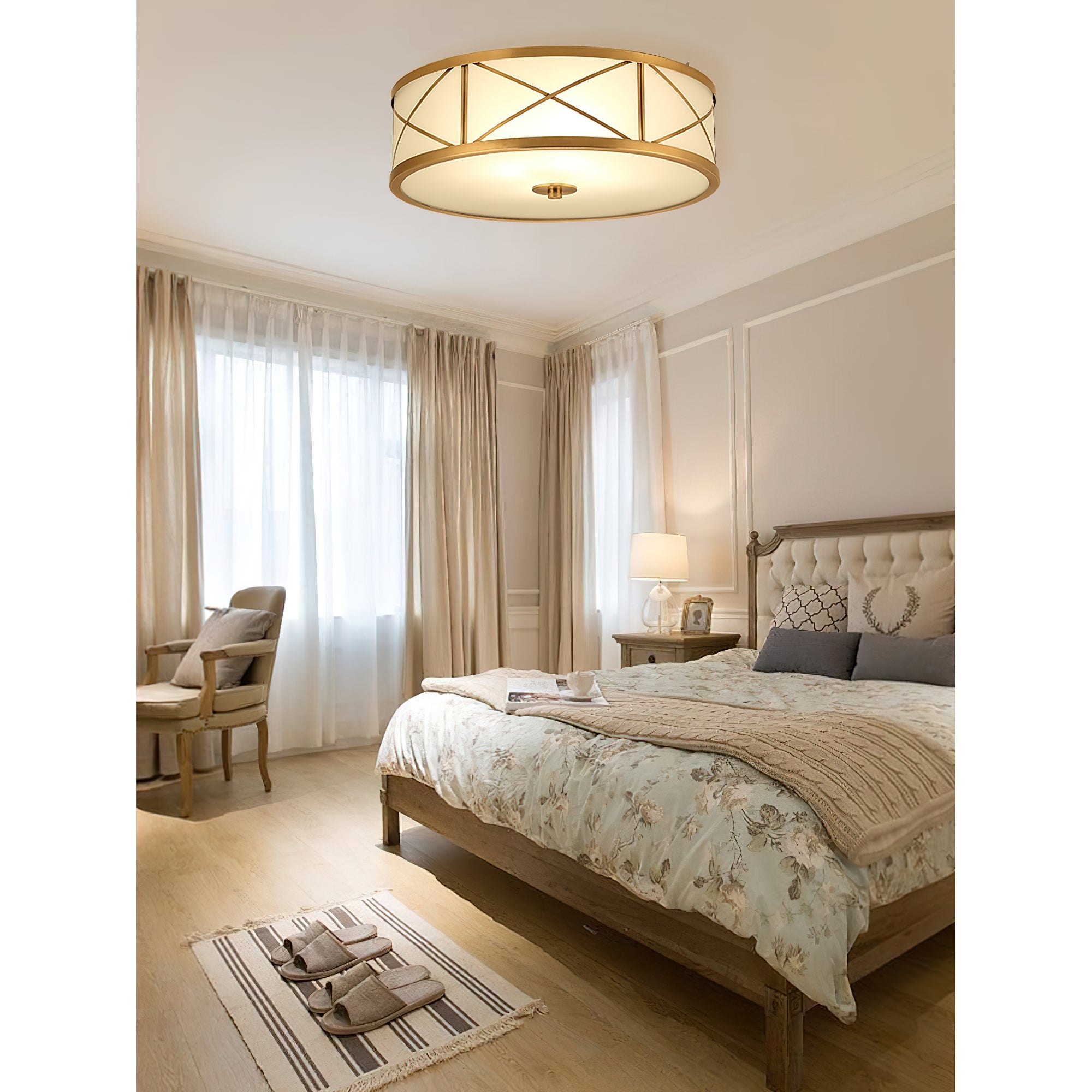 Vovene Modern Minimalist Brass Glass Ceiling Light - Letslighting