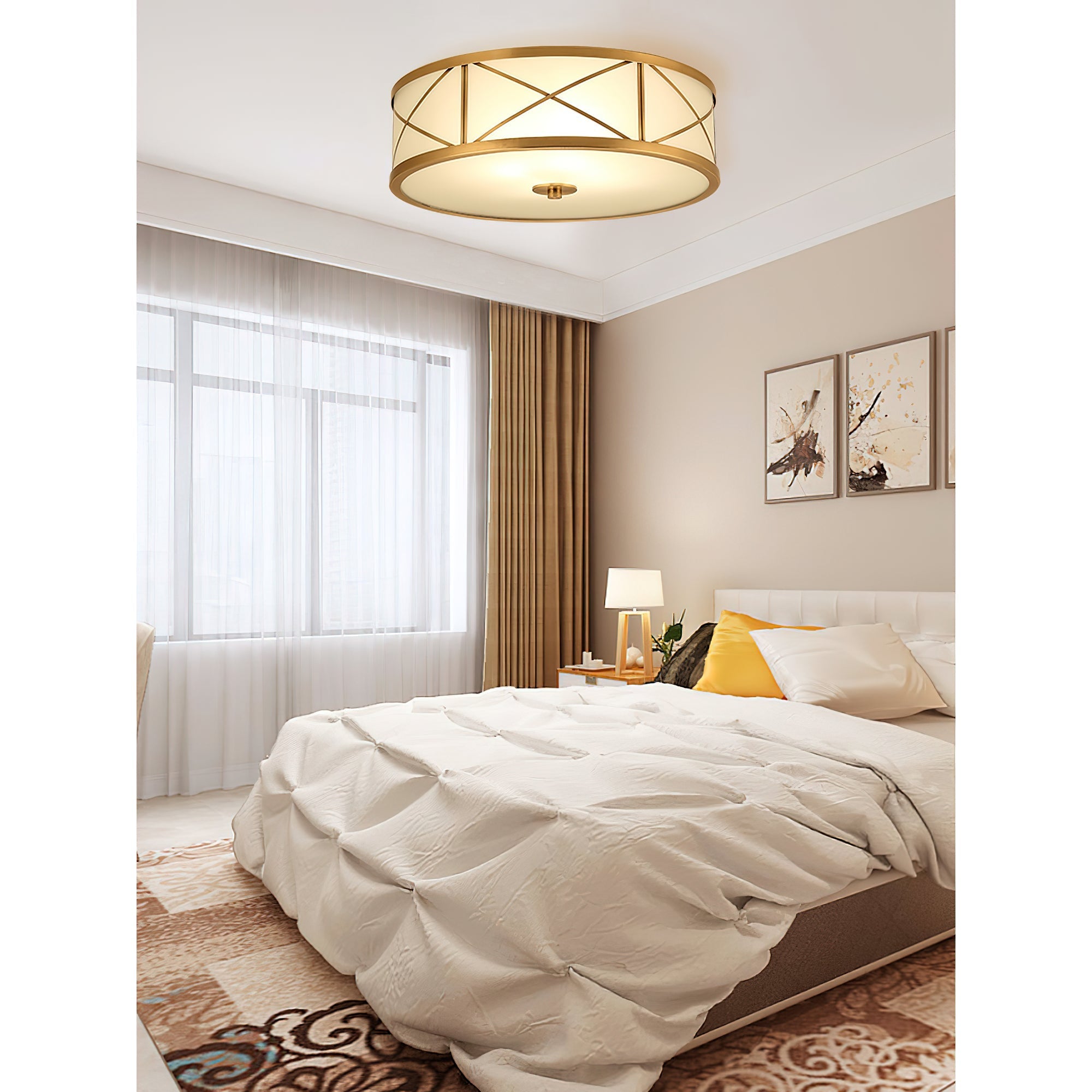 Vovene Modern Minimalist Brass Glass Ceiling Light - Letslighting